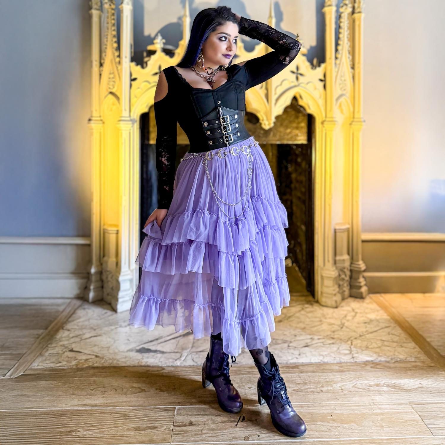 Maxi Mesh Skirt - Lavender Fields