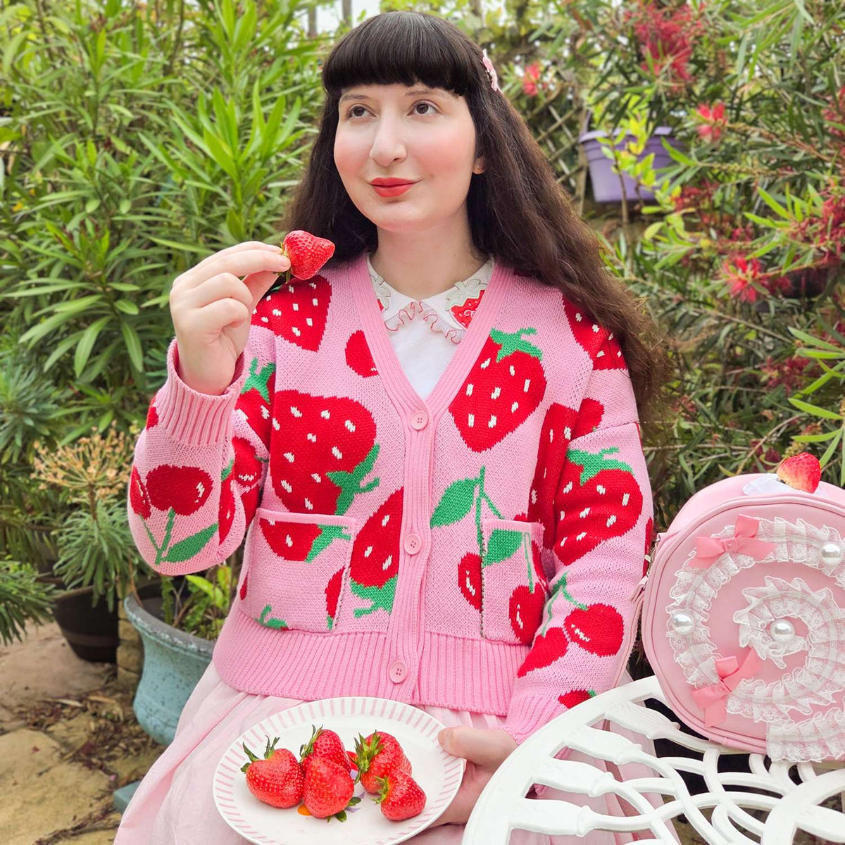 Cotton Cardigan - Strawberry