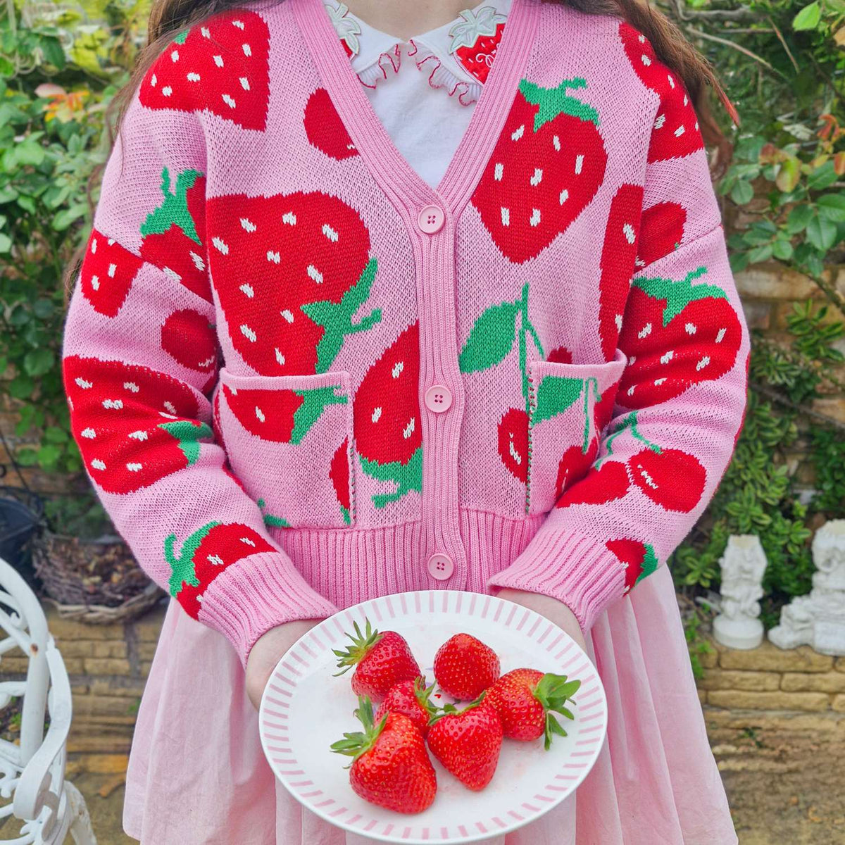 Cotton Cardigan - Strawberry