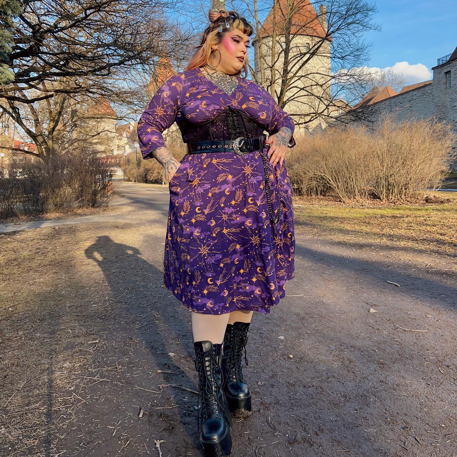 Celestial Wrap Dress - Purple / Gold