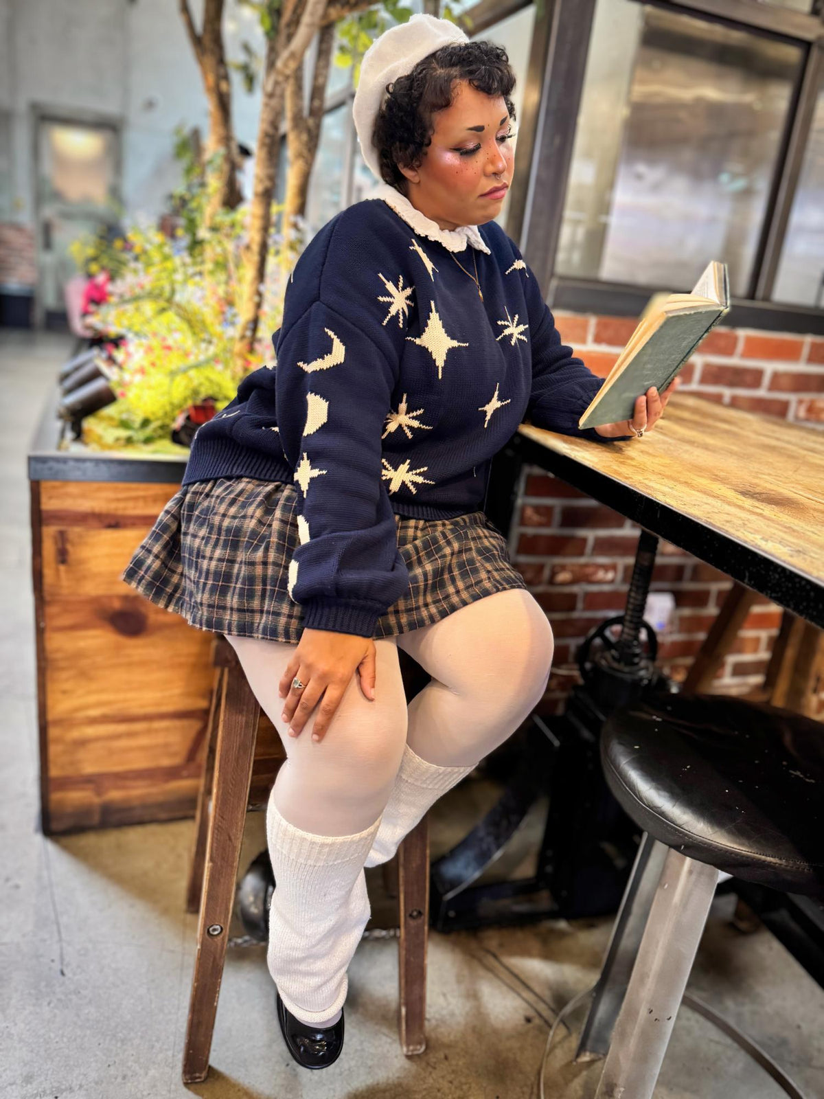 Chunky Knit Jumper - Stars - Navy/Cream