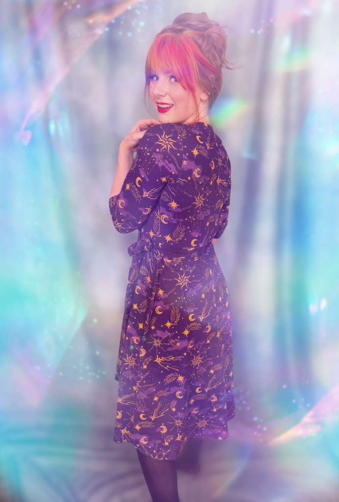 Celestial Wrap Dress - Purple / Gold