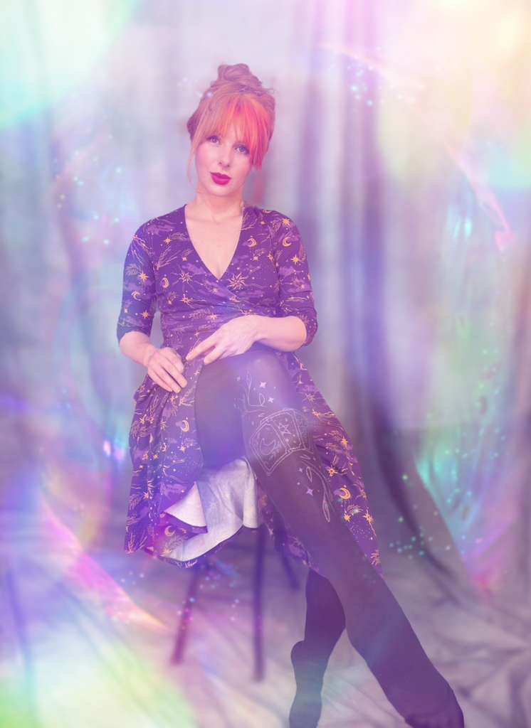 Celestial Wrap Dress - Purple / Gold