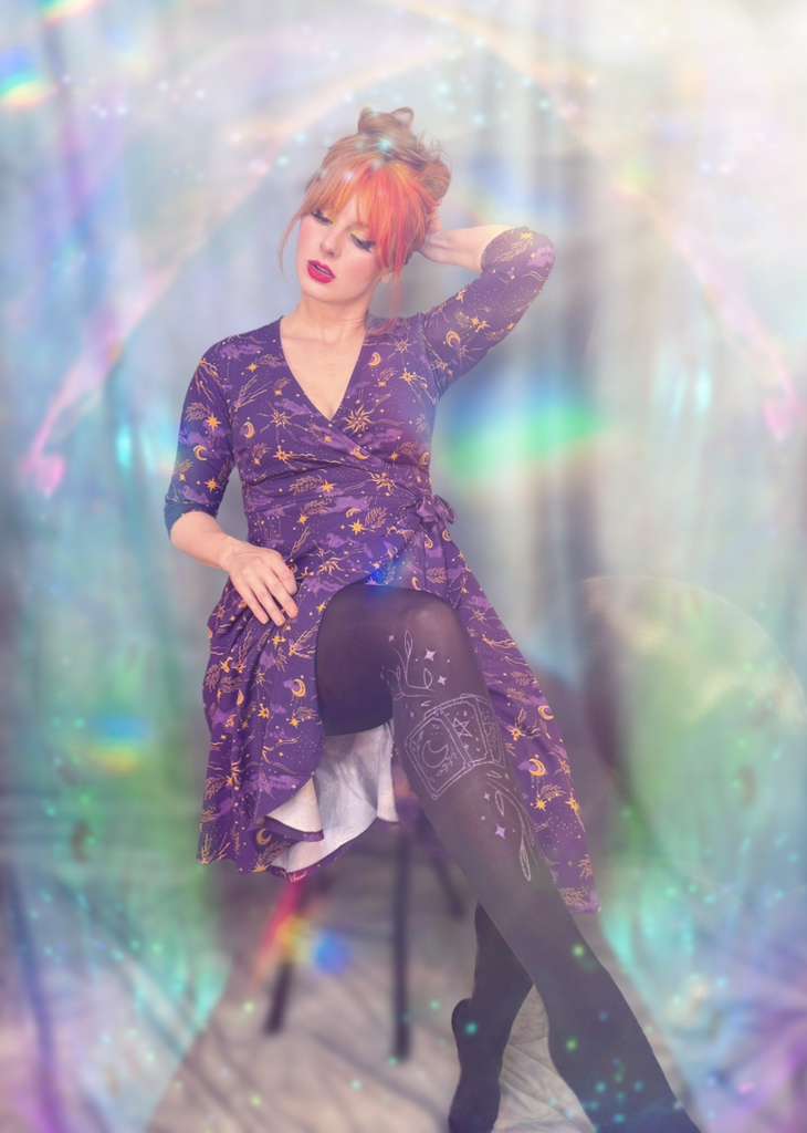 Celestial Wrap Dress - Purple / Gold