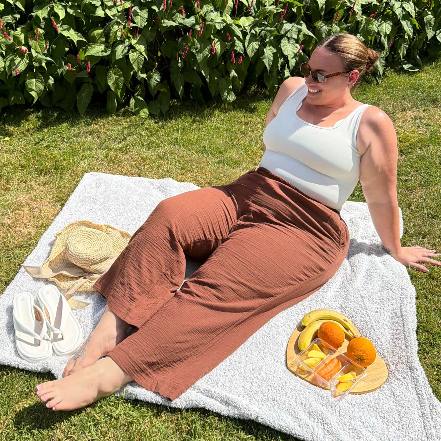 The Noor Cotton Gauze Wide-Leg Trousers - Brown