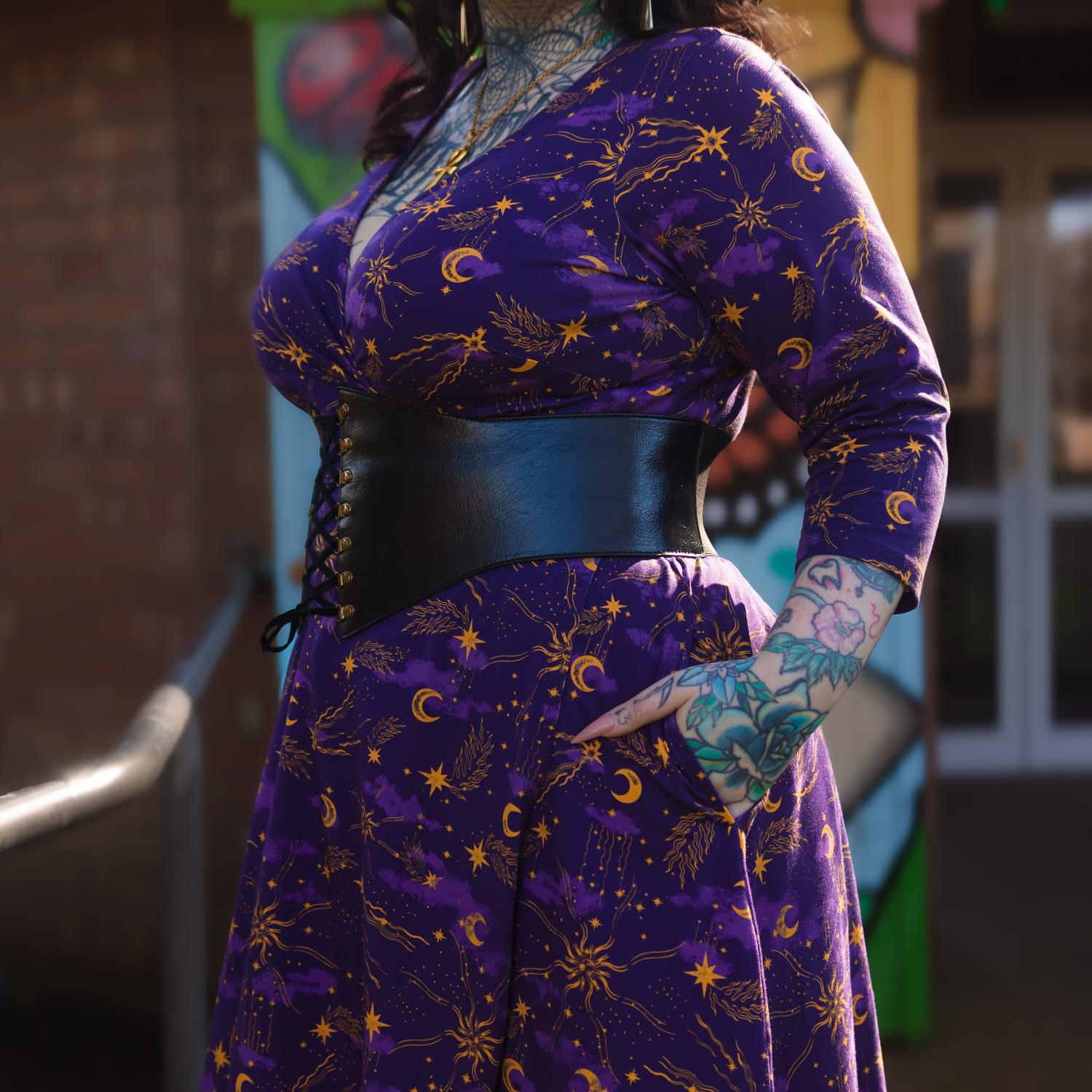 Celestial Wrap Dress - Purple / Gold