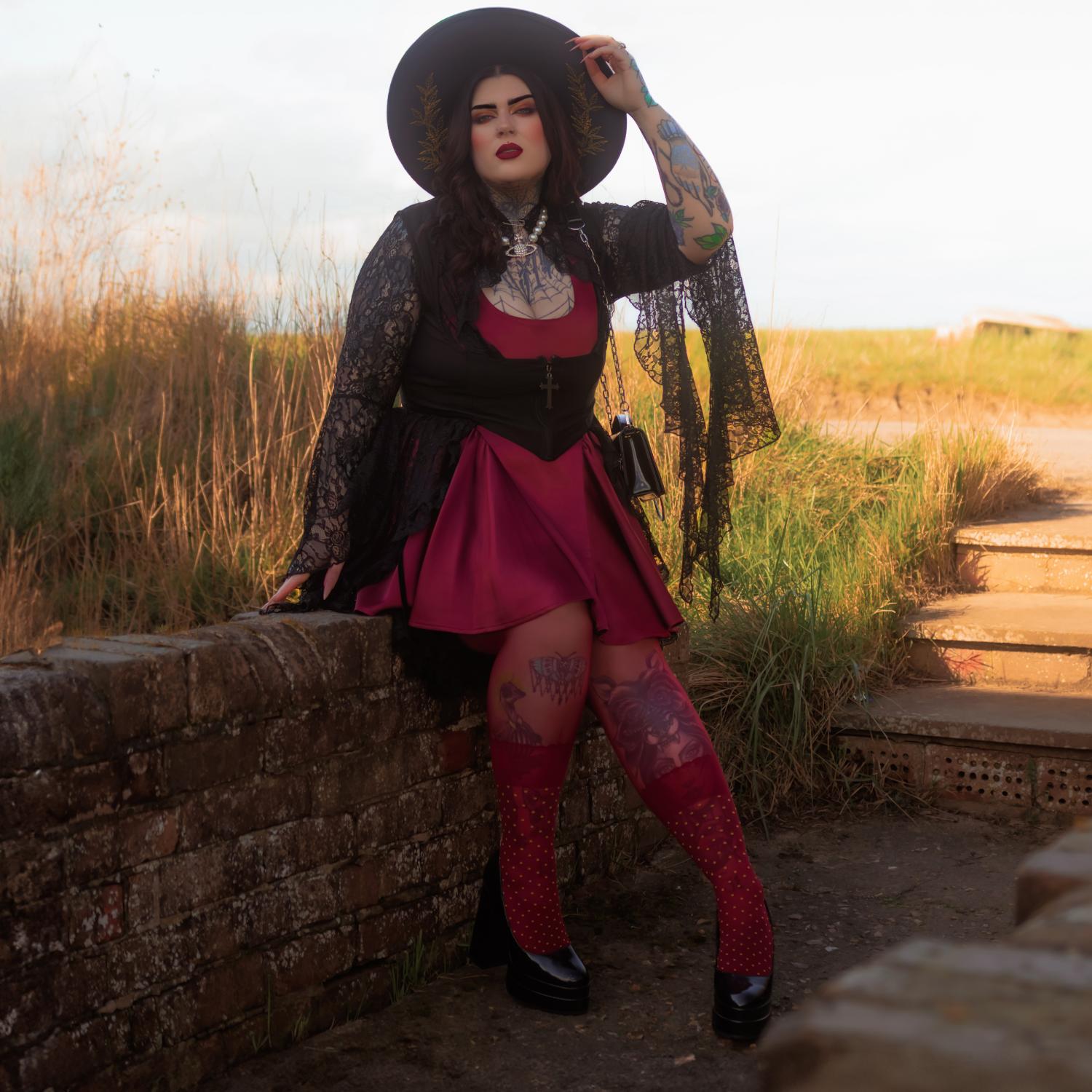 Seoul Chic Faux Sock Tights - Burgundy