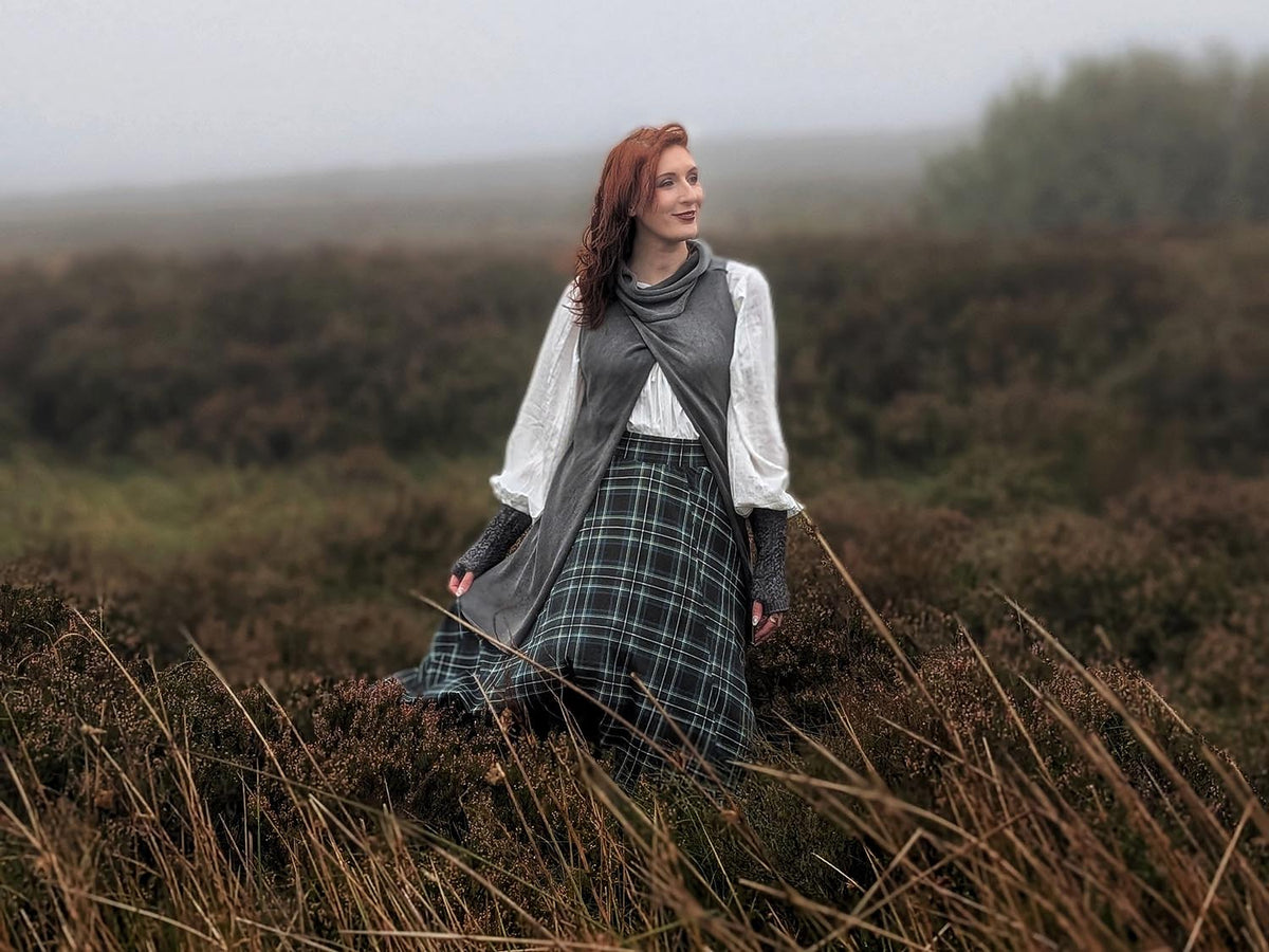 Islay Jersey Maxi A-Line Skirt - Green Tartan