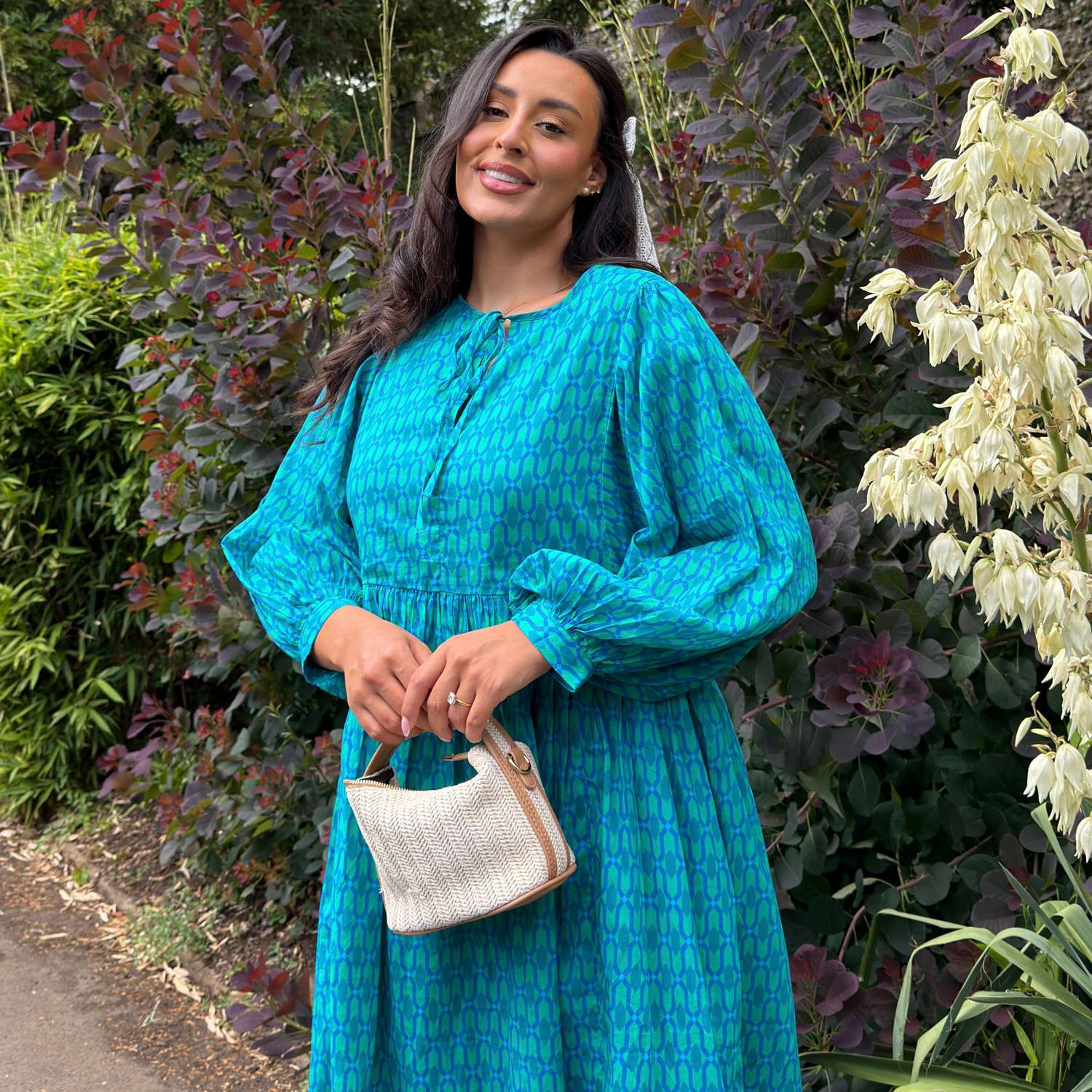 The Gabriella Cotton Long Dress - Teal City
