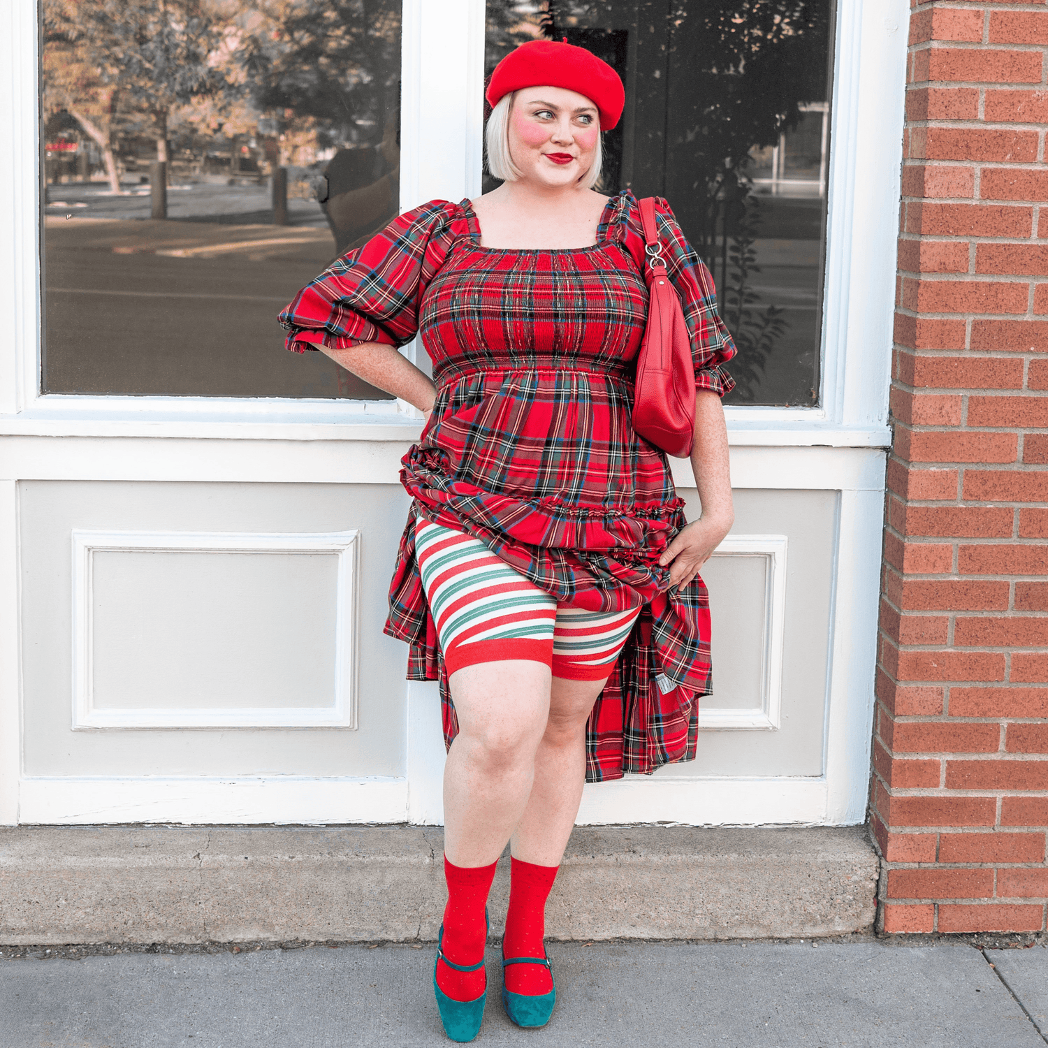 Christmas Tights Chub Rub Shorts - Candied