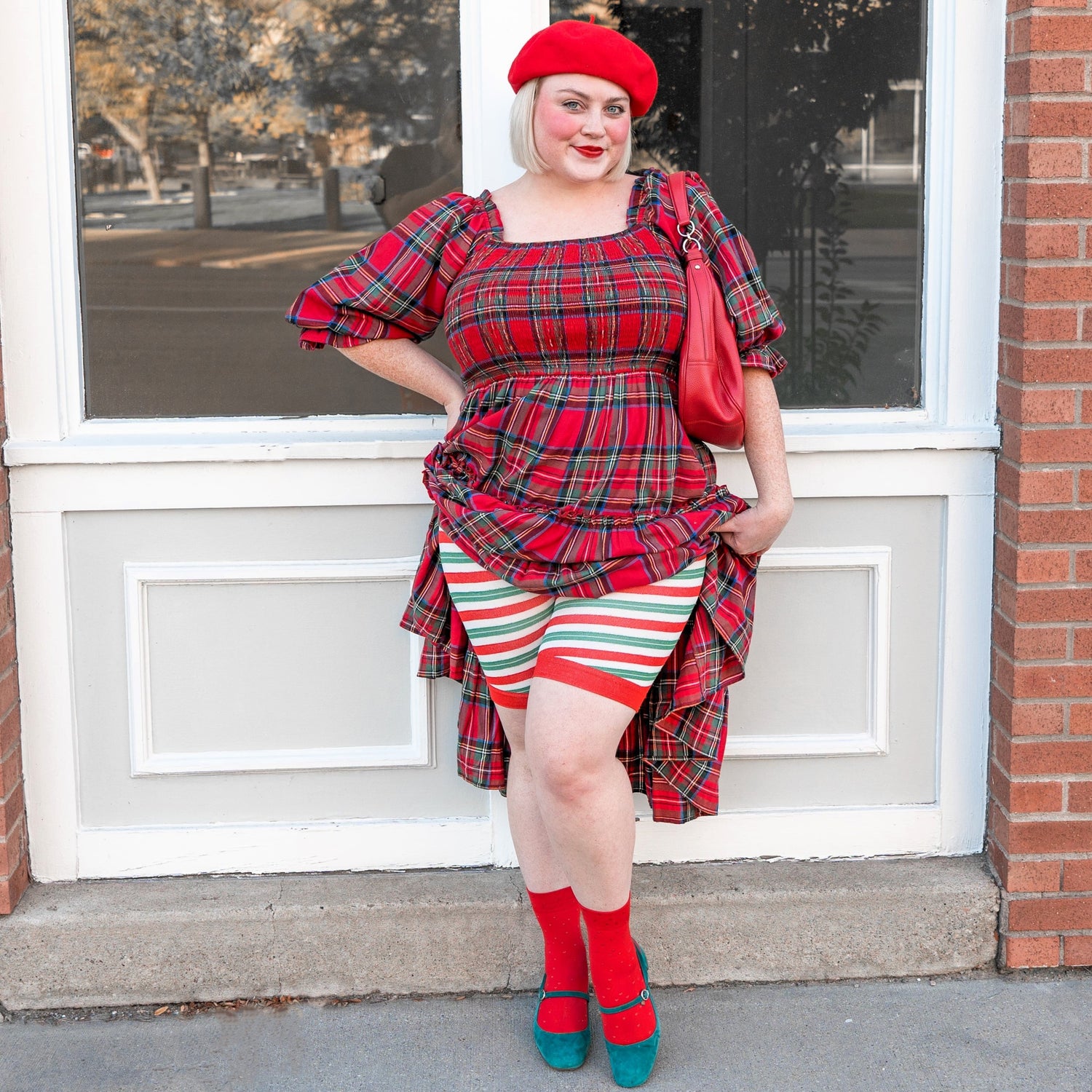 Christmas Tights Chub Rub Shorts - Candied