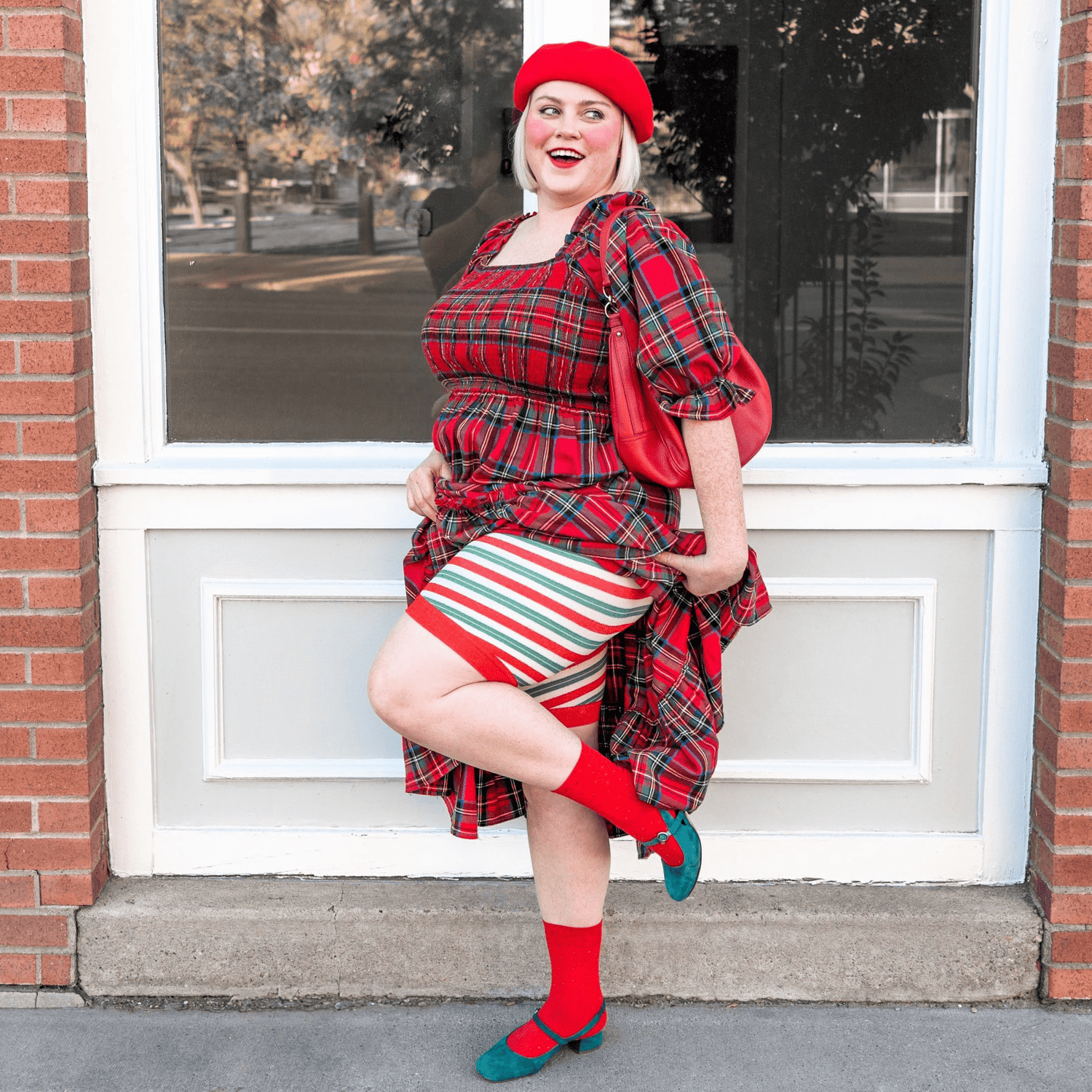 Christmas Tights Chub Rub Shorts - Candied