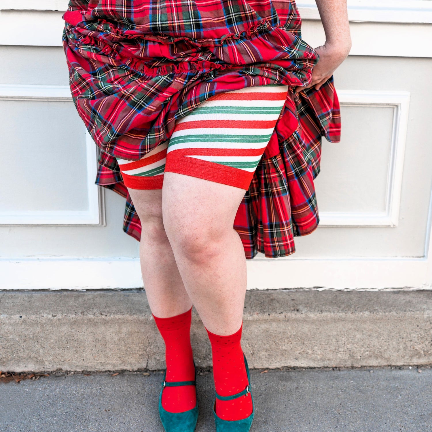 Christmas Tights Chub Rub Shorts - Candied