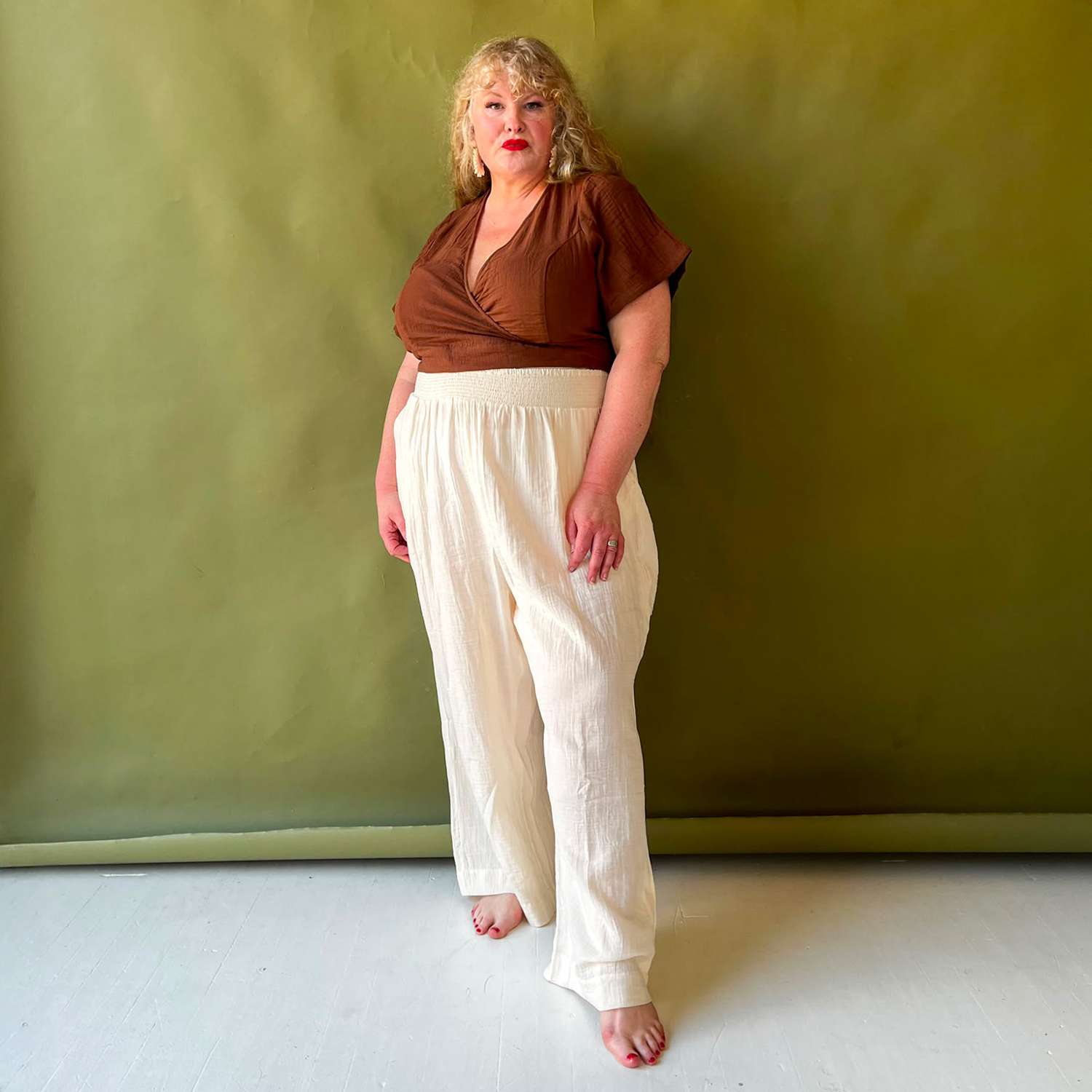 The Noor Cotton Gauze Wide-Leg Trousers - Cream