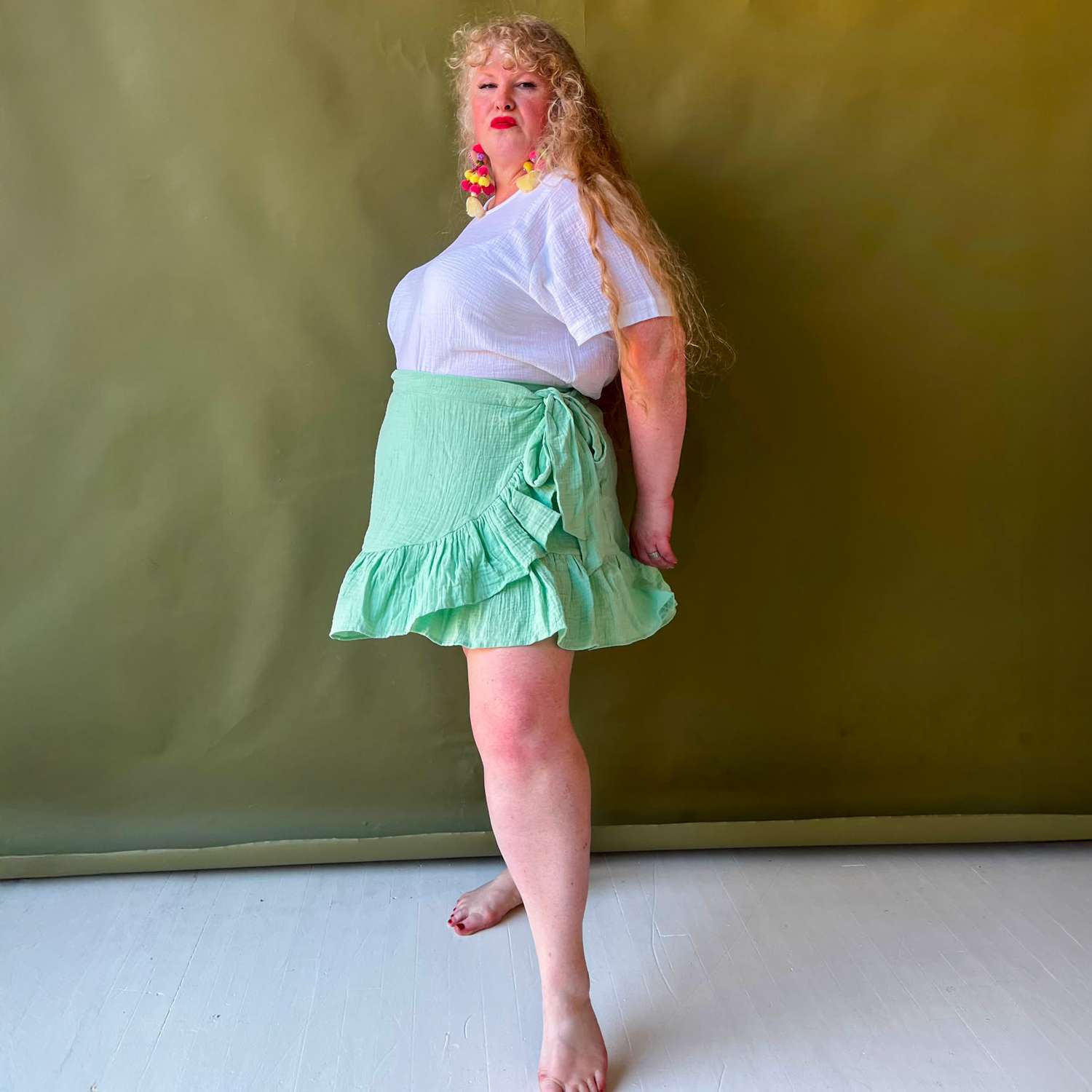 The Mary Cotton Gauze Skirt - Pistachio