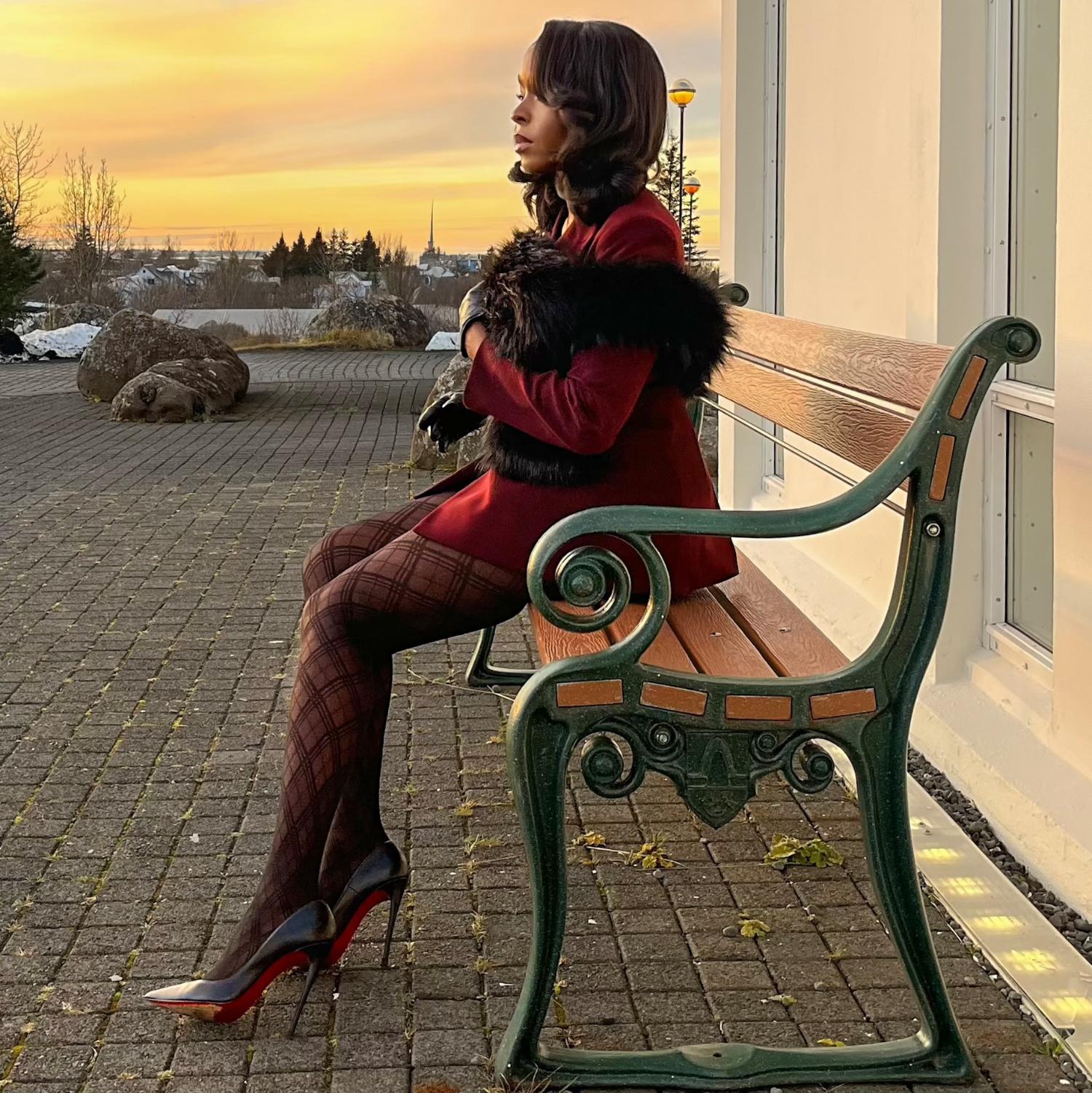 Mixed Denier Tights - Midnight Plaid