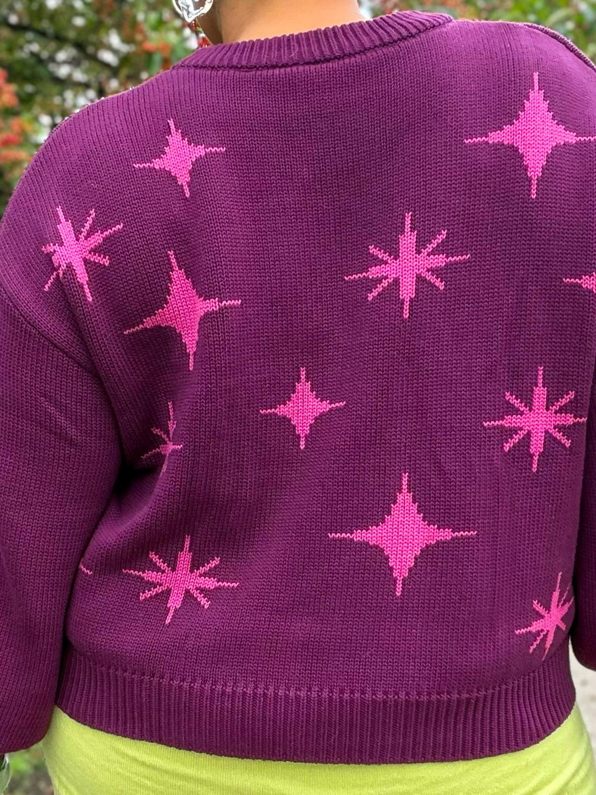 Chunky Knit Jumper - Stars - Pink/Purple