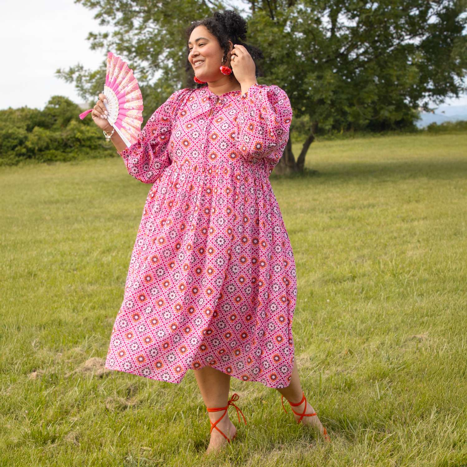 The Gabriella Cotton Long Dress - Pink Pearl