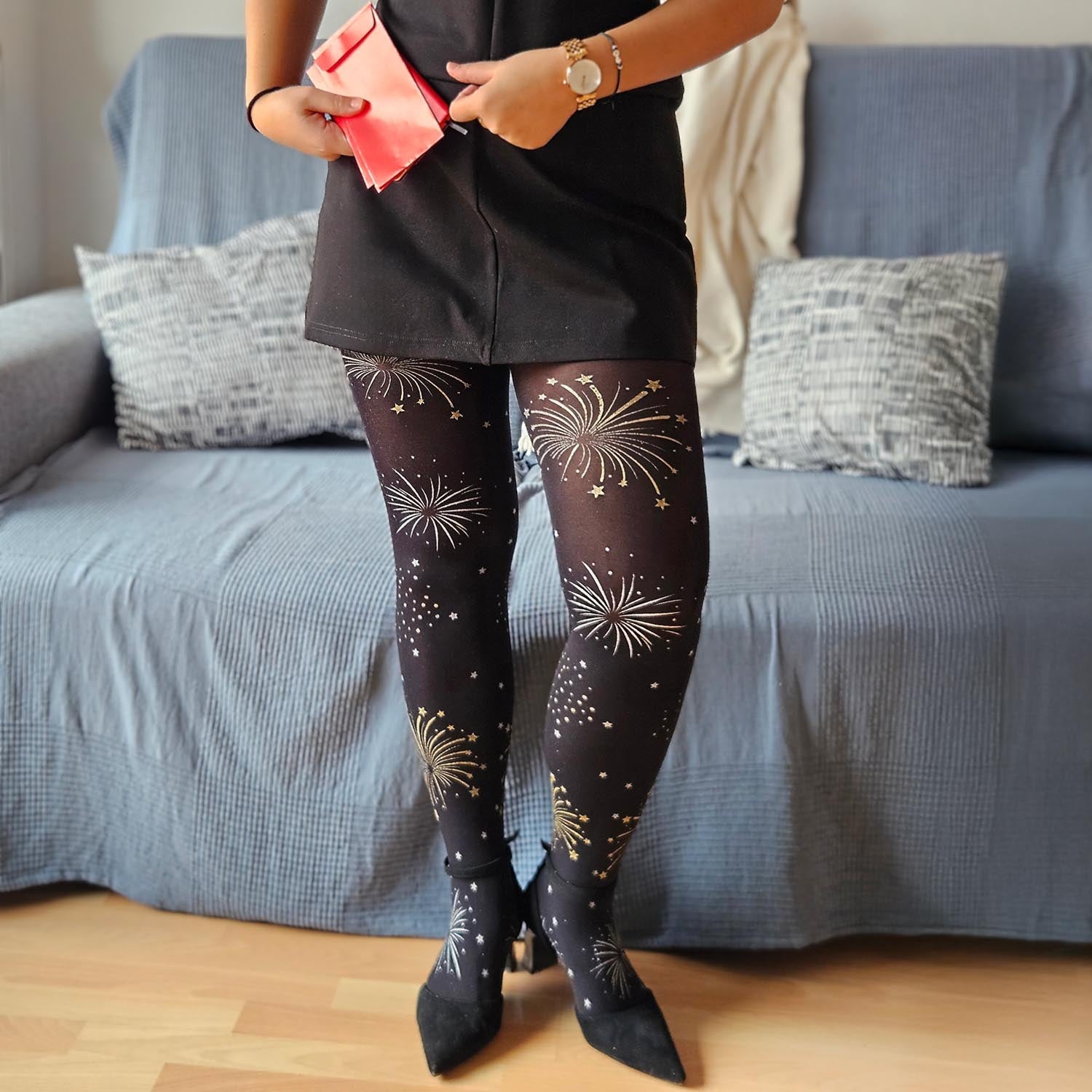 80 Denier Opaque Tights - Glitter Fireworks