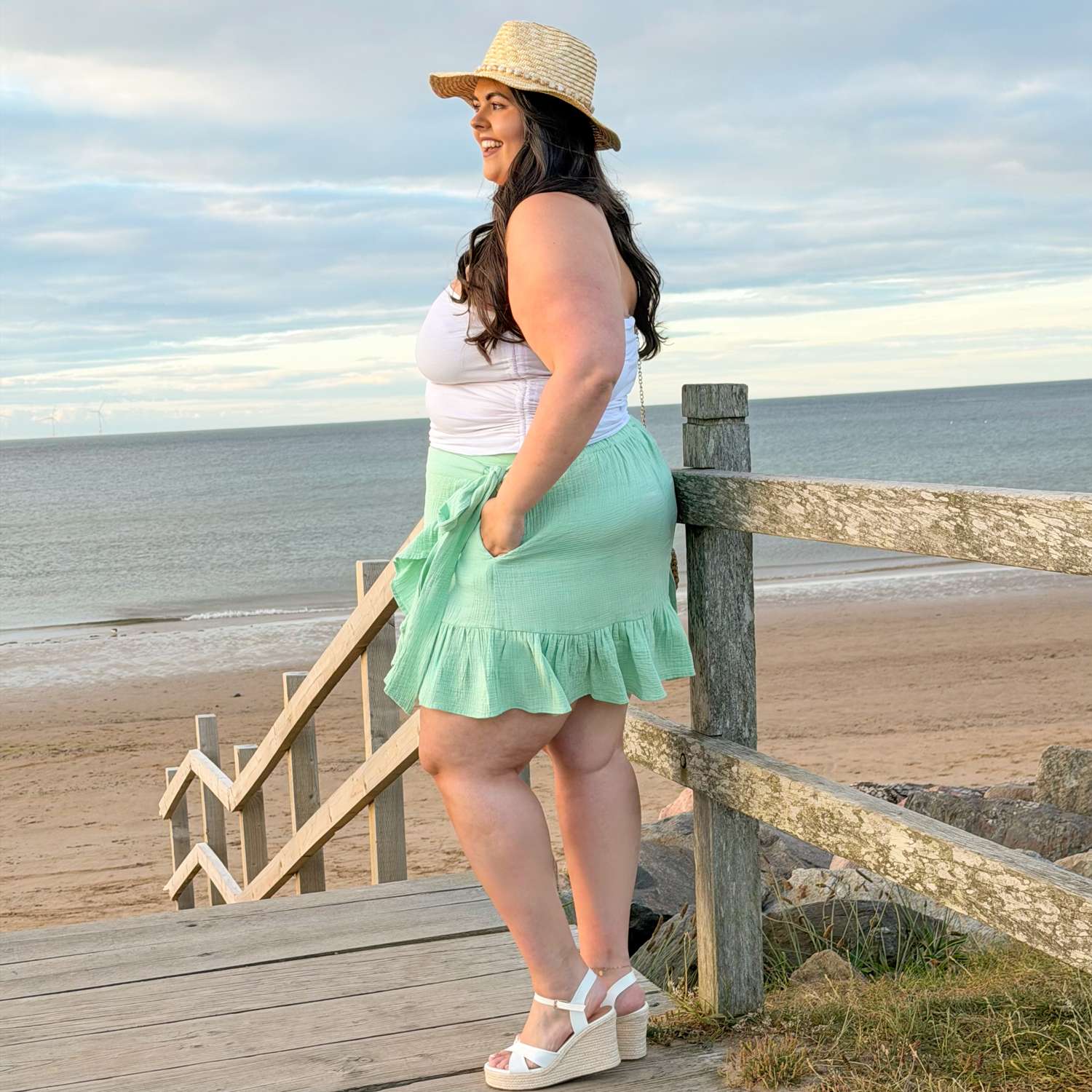 The Mary Cotton Gauze Skirt - Pistachio