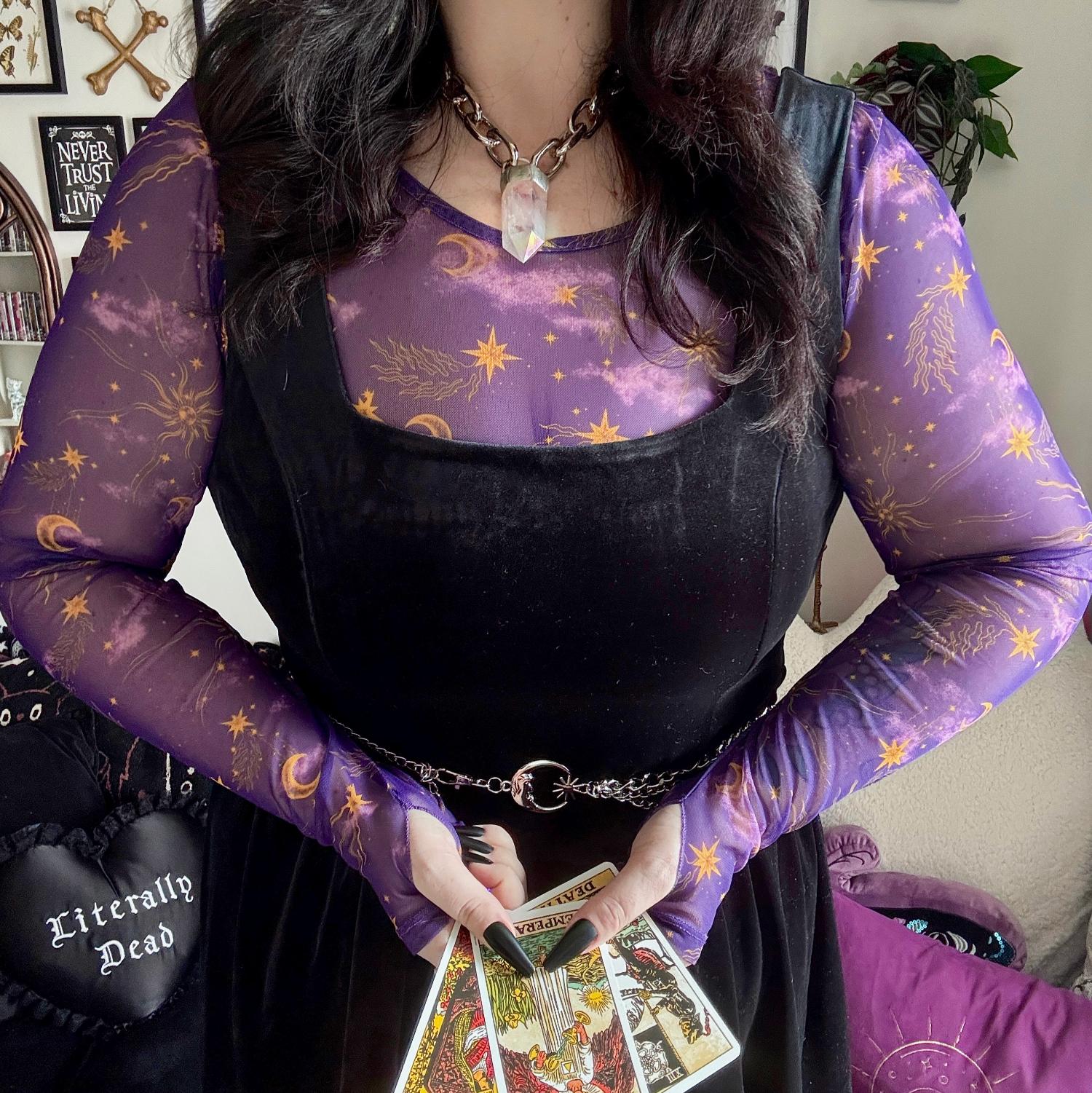 Celestial Mesh Top - Purple / Gold