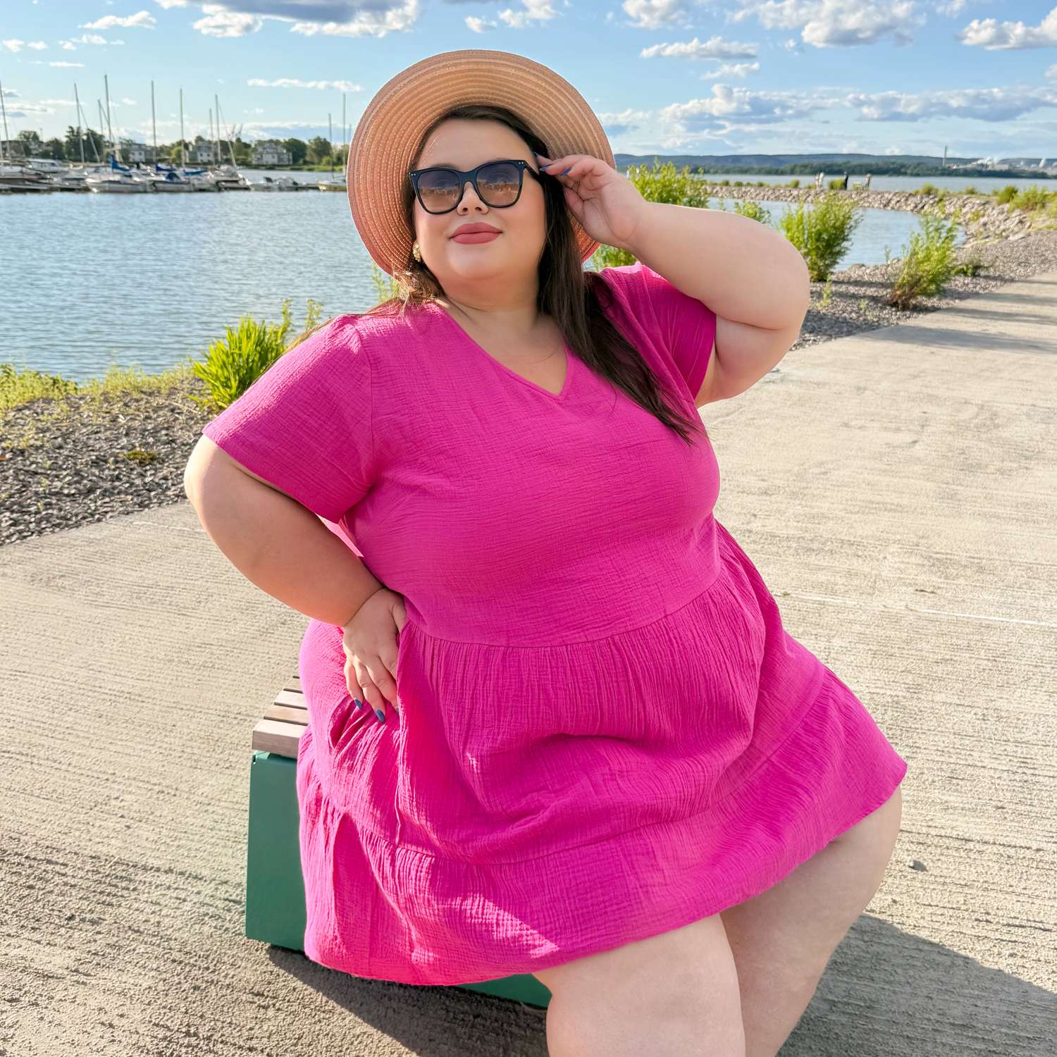 The Amrita Cotton Gauze Short Dress - Peony