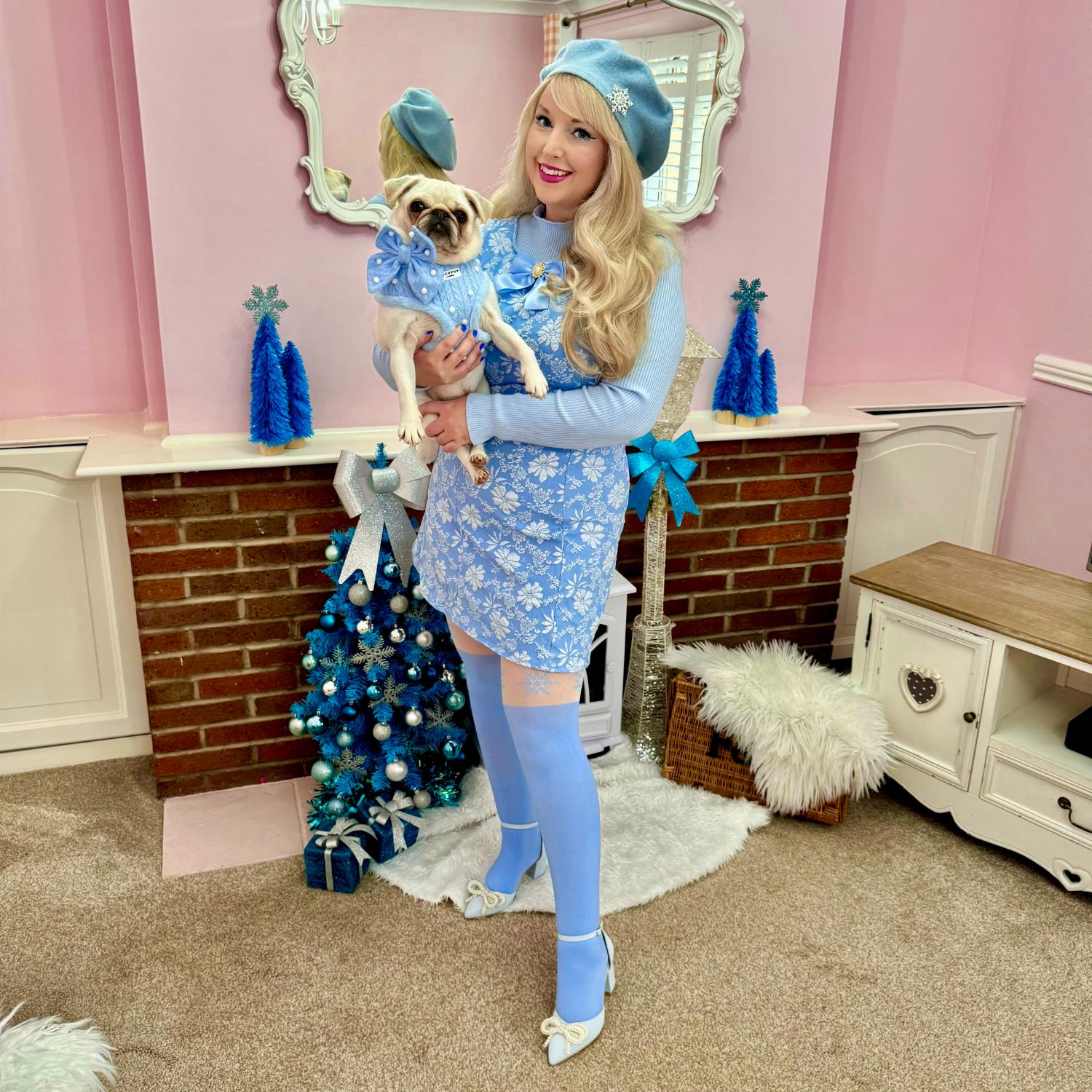 80 Denier Opaque Tights - Snowflake Garter