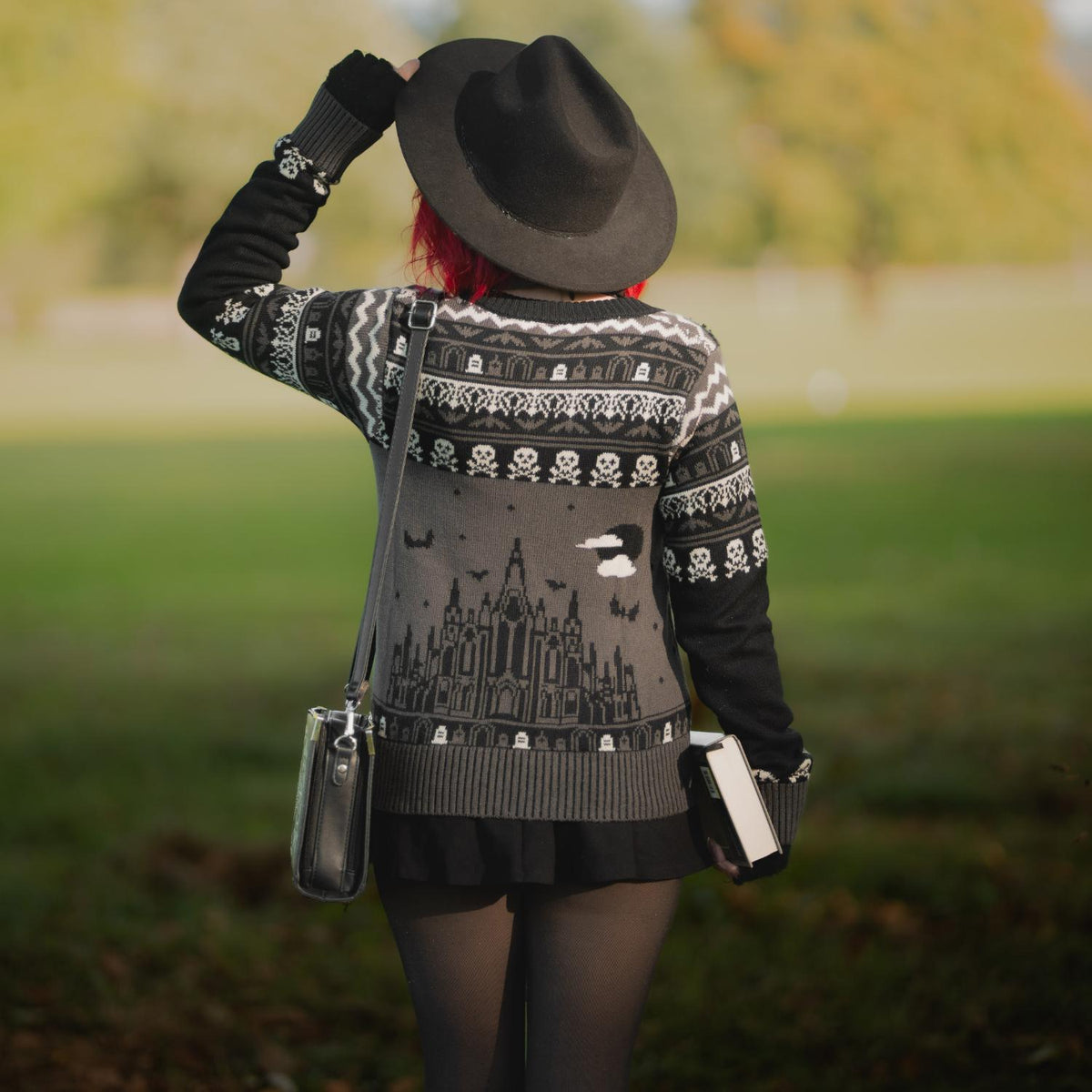 Fair Isle Jumper - Haunted House - Black/Grey