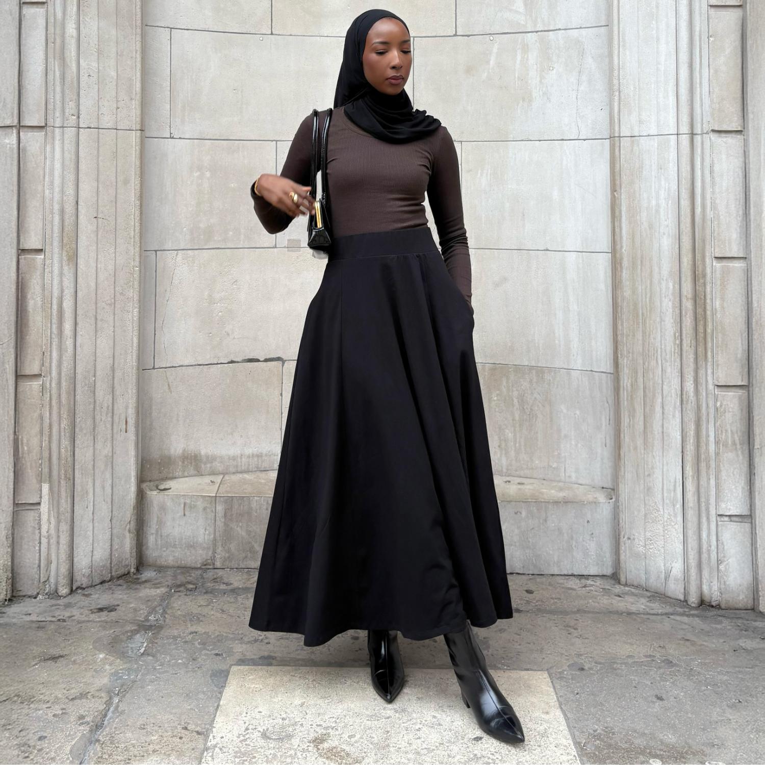 Black Jersey Maxi Skirt | Loose Fit Full Length | Snag – Snag
