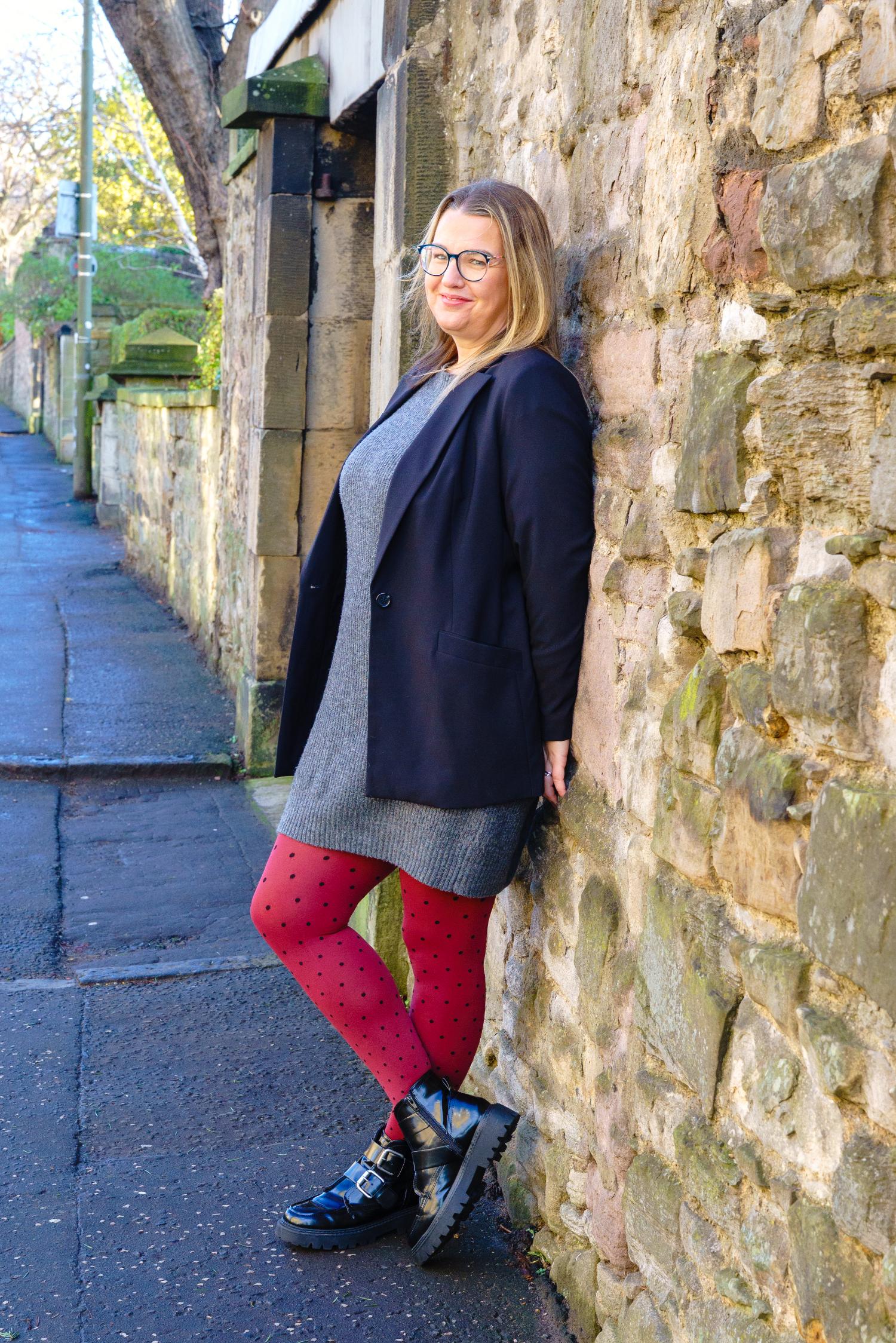 80 Denier Opaque Tights - Cherry Dot