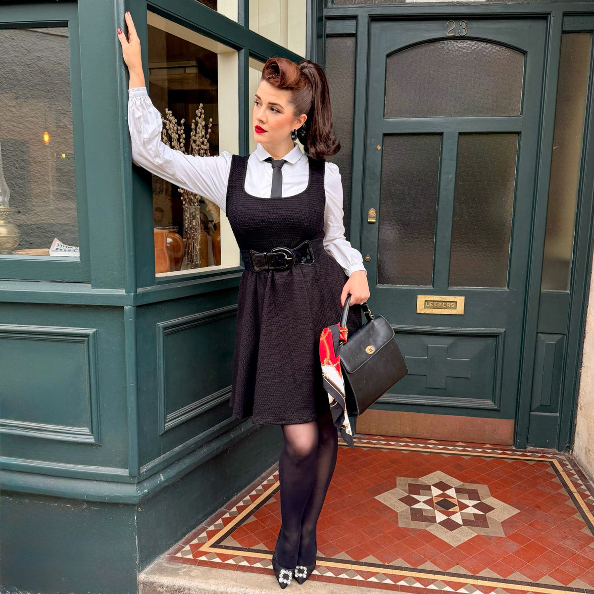 Archean Tailored Skater Dress - Black