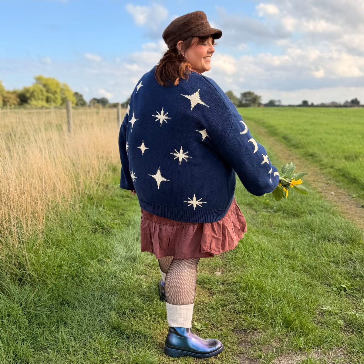 Chunky Knit Jumper - Stars - Navy/Cream