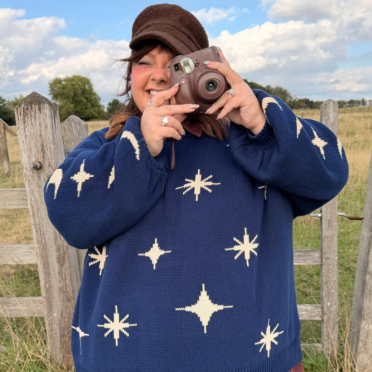 Chunky Knit Jumper - Stars - Navy/Cream
