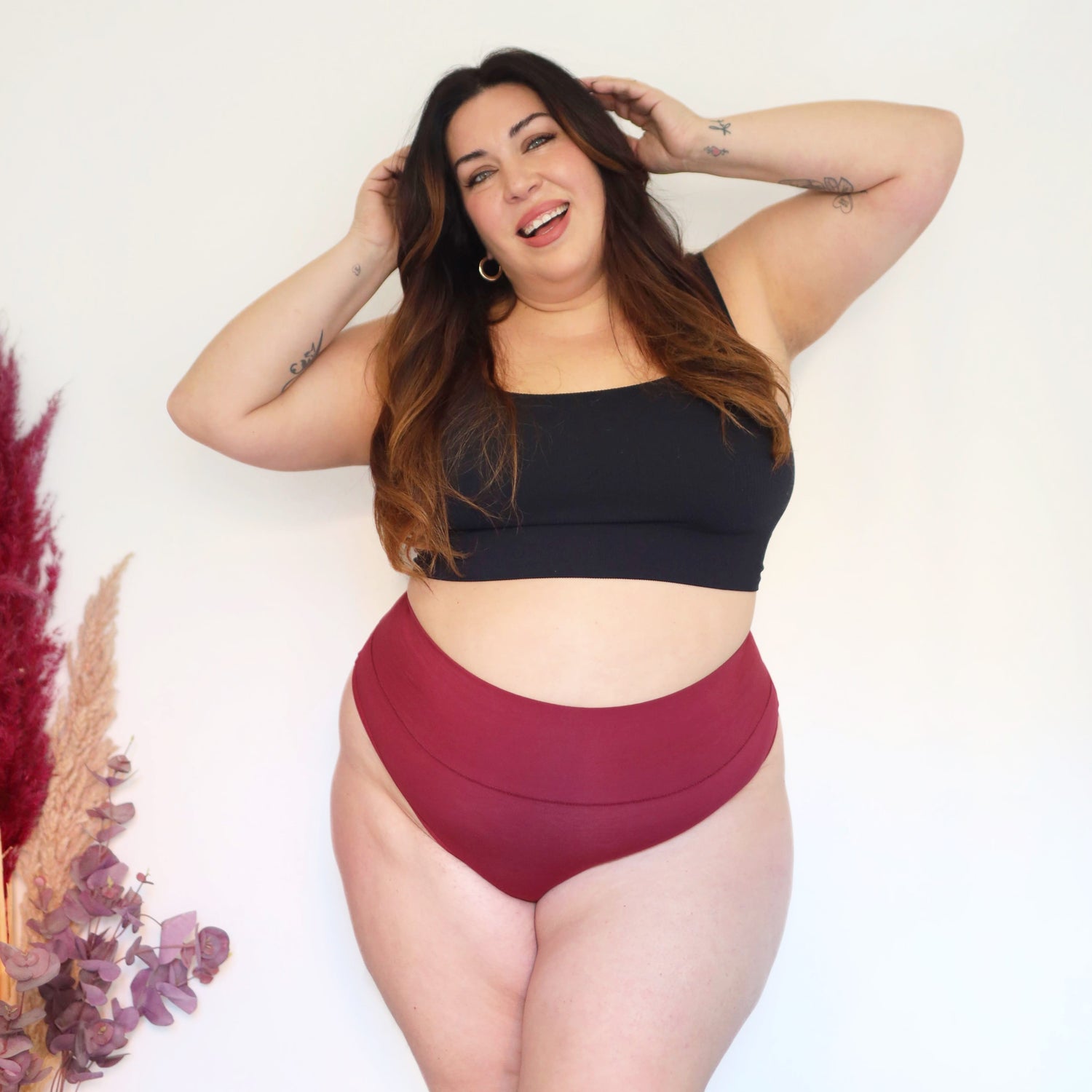 Organic Cotton Cheeky High Leg Knickers - Blood Red