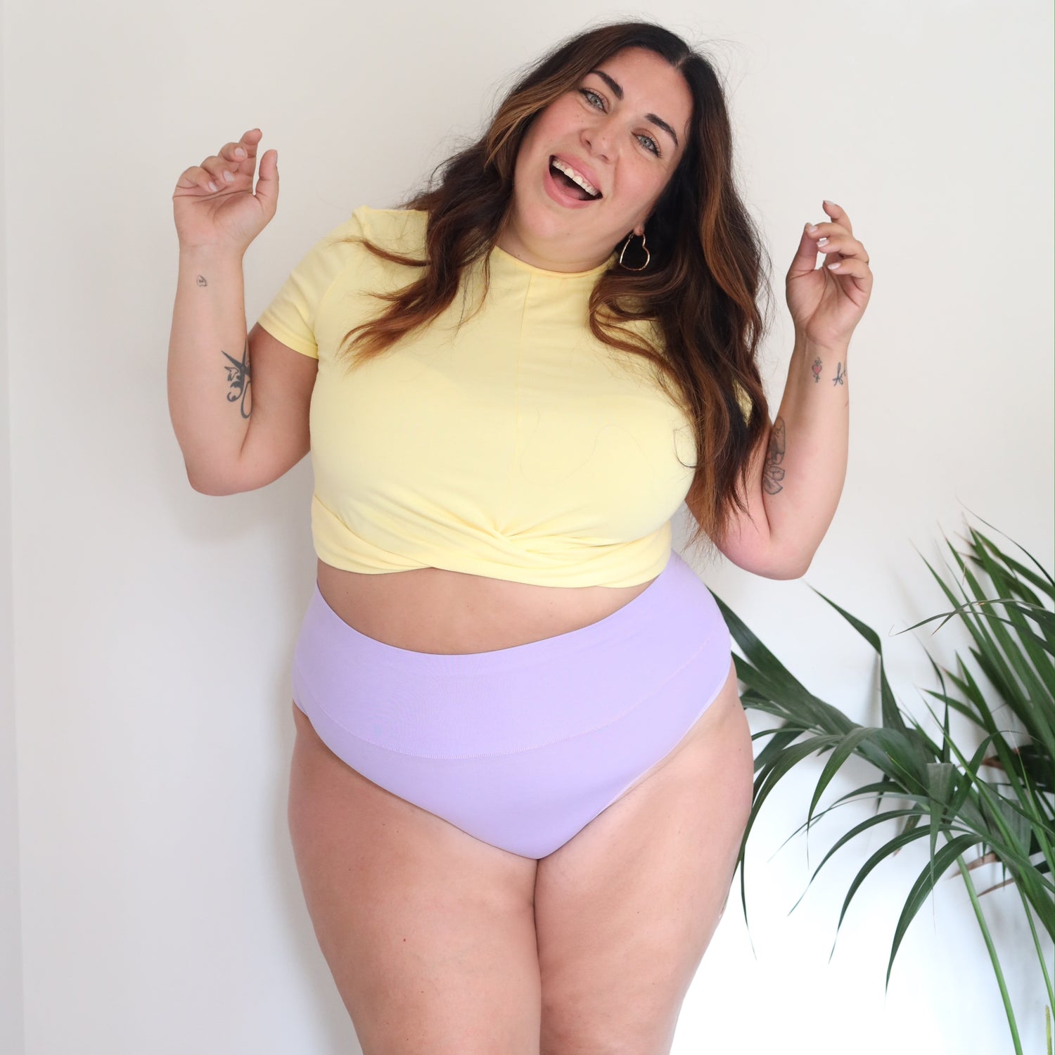 Organic Cotton Cheeky High Leg Knickers - Cassis de Violet