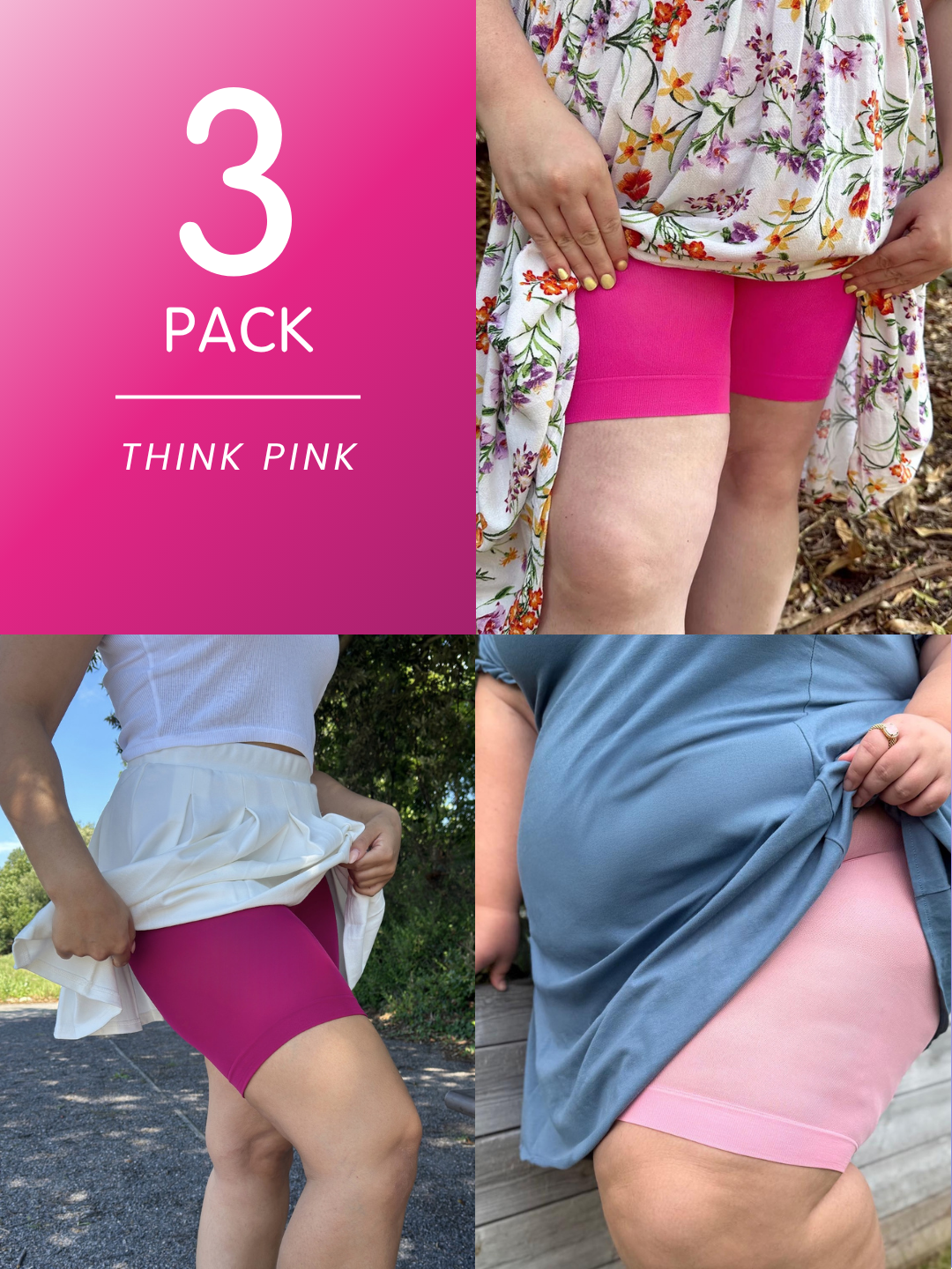 3 Pack Think Pink Bundle - Stay Cool Chub Rub Shorts