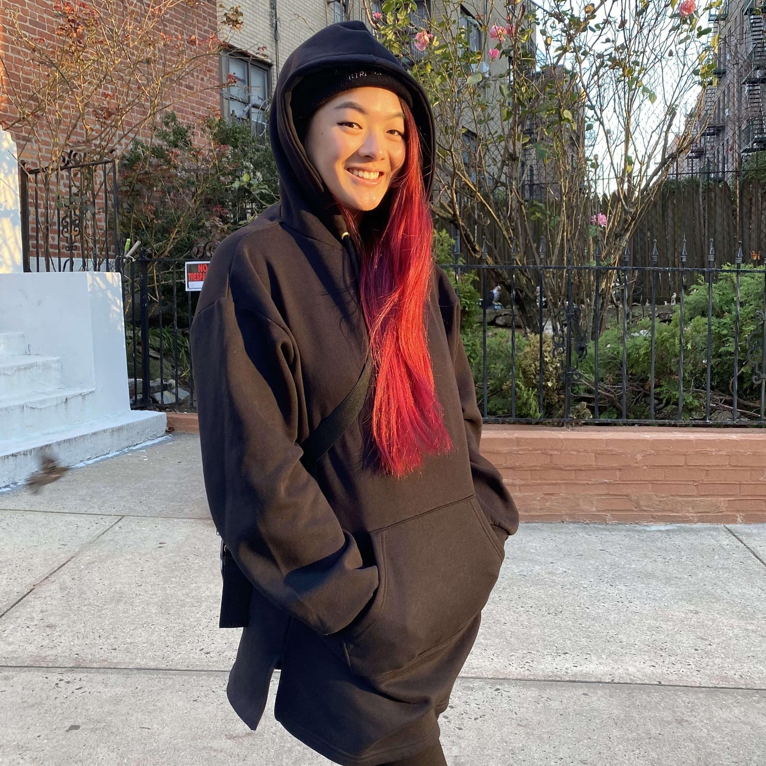 Organic Cotton Longline Hoodie - Black