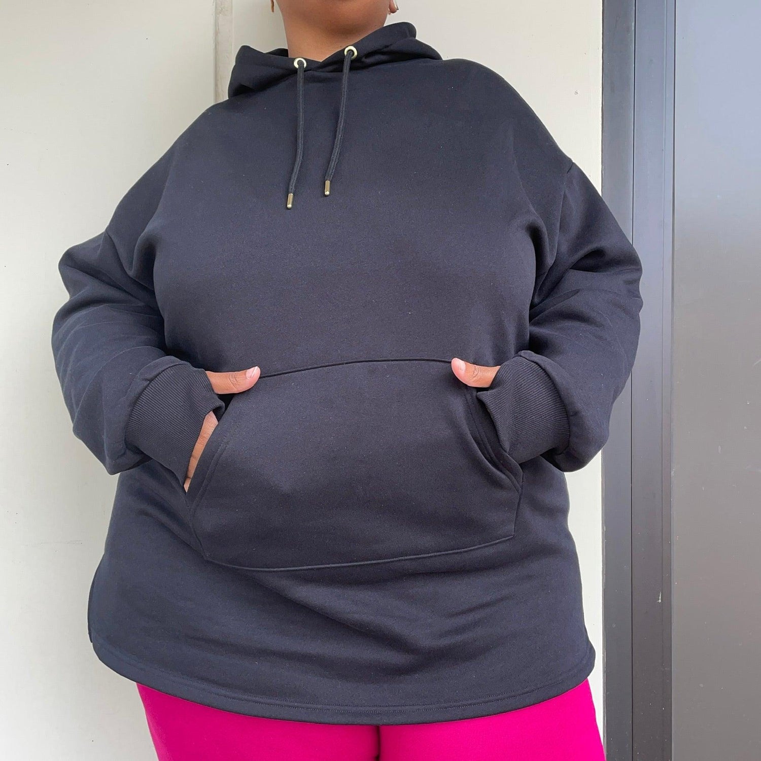 Organic Cotton Longline Hoodie - Black