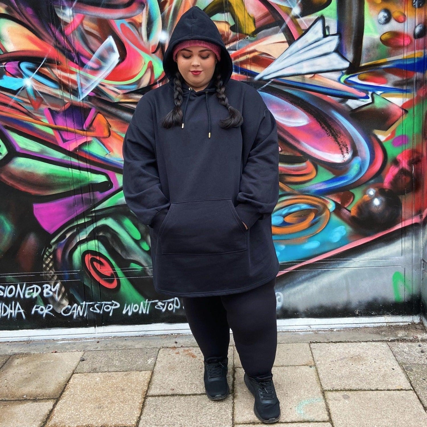 Organic Cotton Longline Hoodie - Black