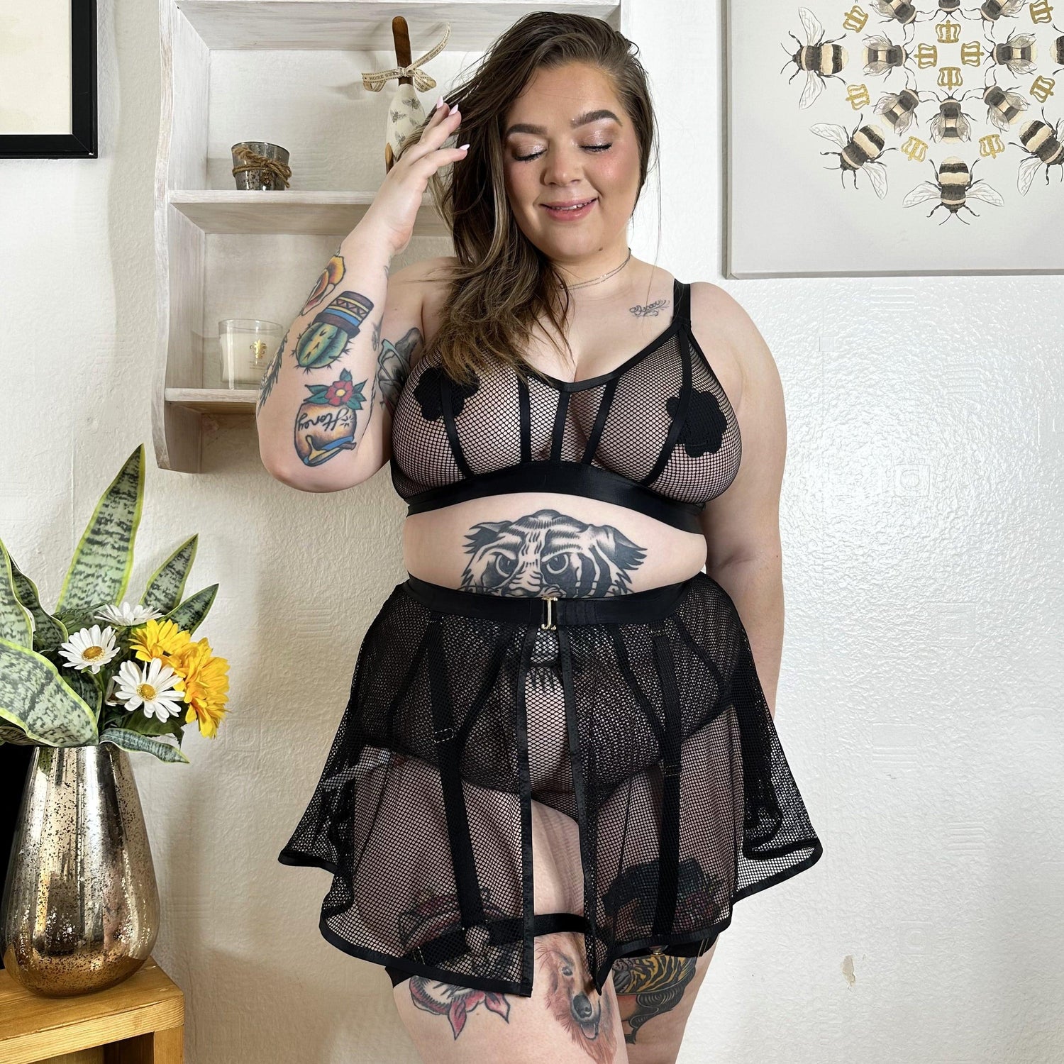 Strapped In Fishnet Skirt - Snag