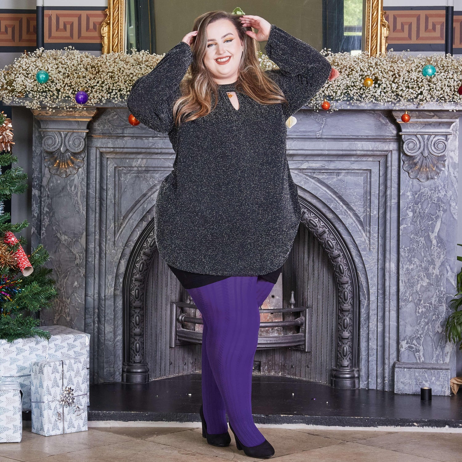 80 Denier Tights - Midwinter - Suffragette Purple - Snag