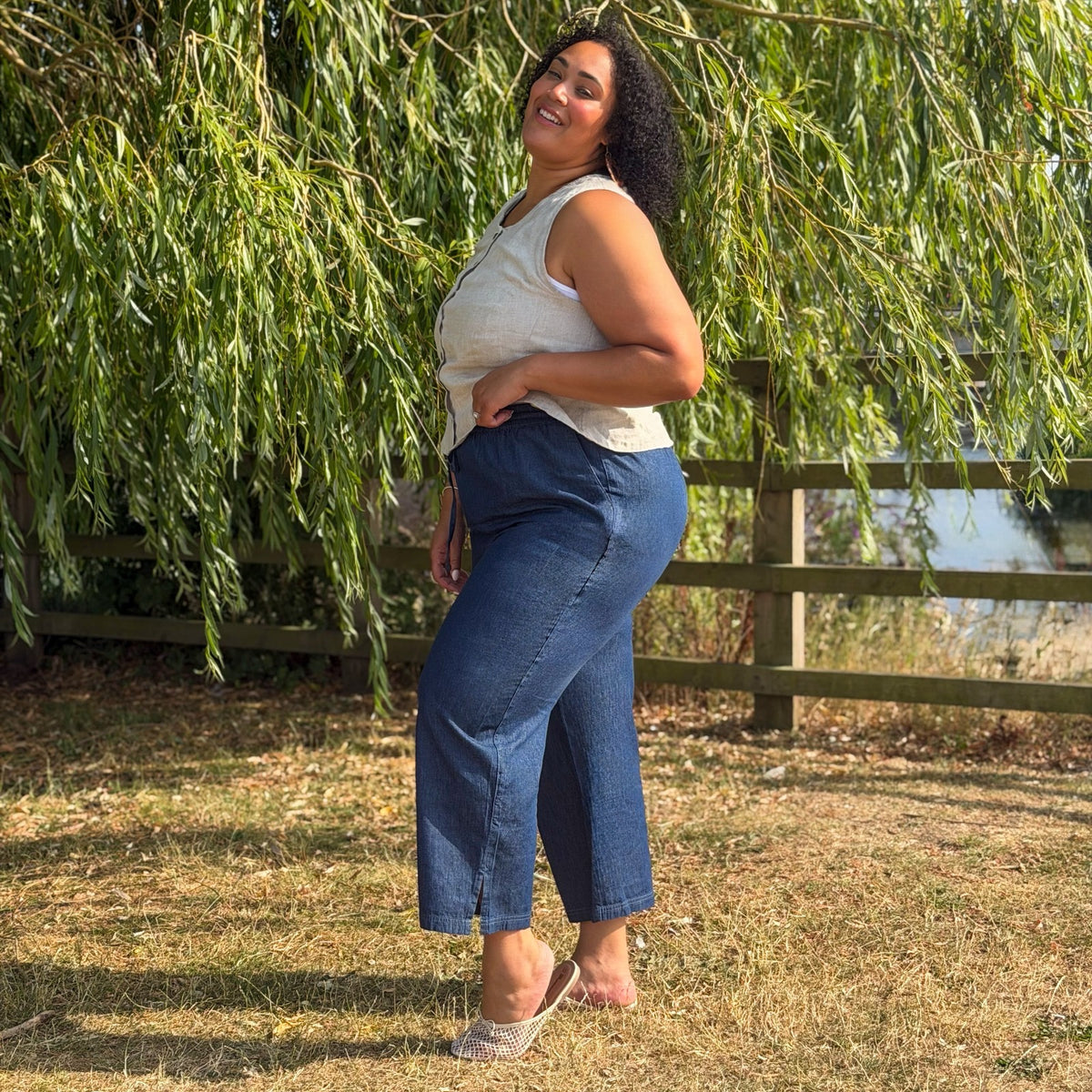 Relaxed Chambray Trousers - Denim