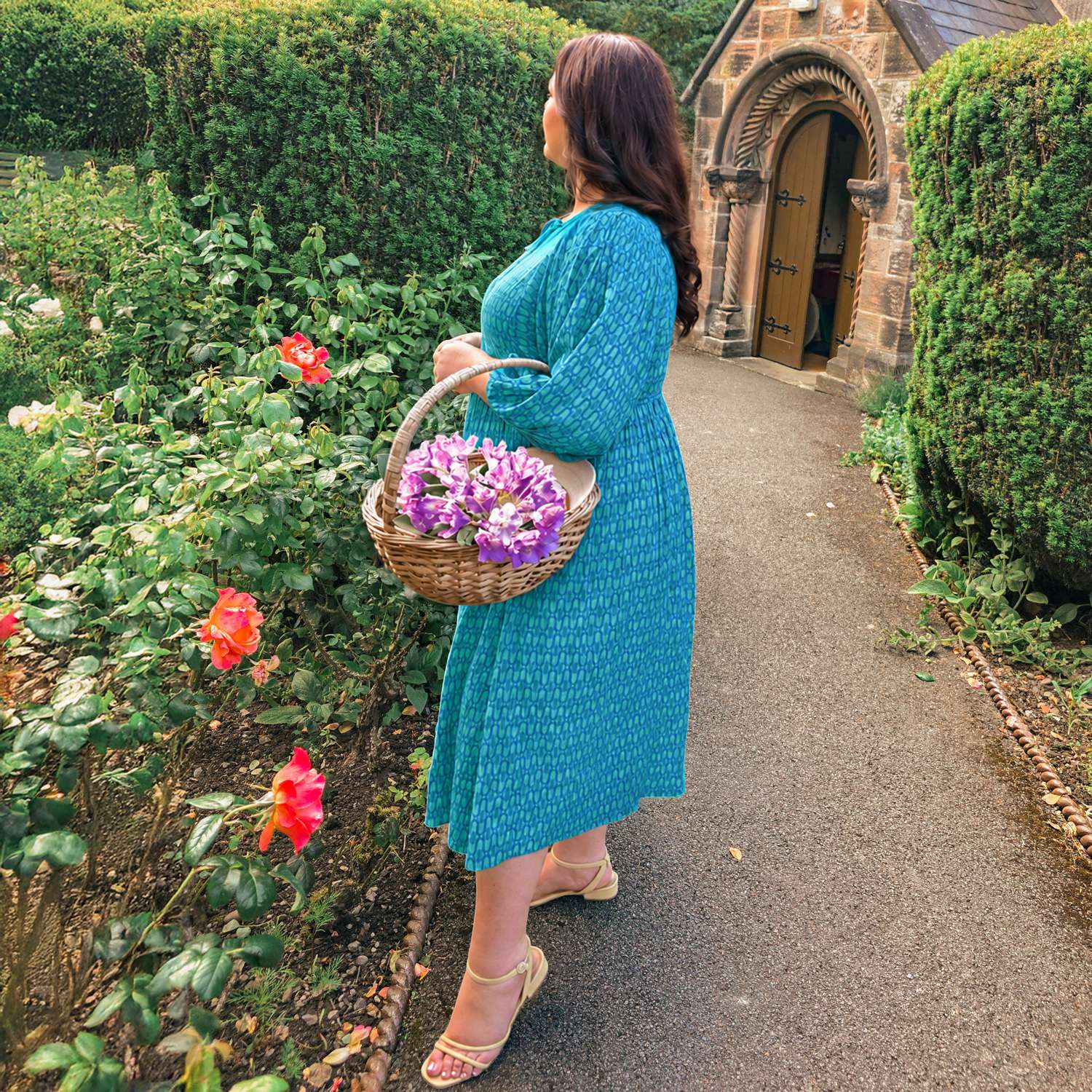 The Gabriella Cotton Long Dress - Teal City