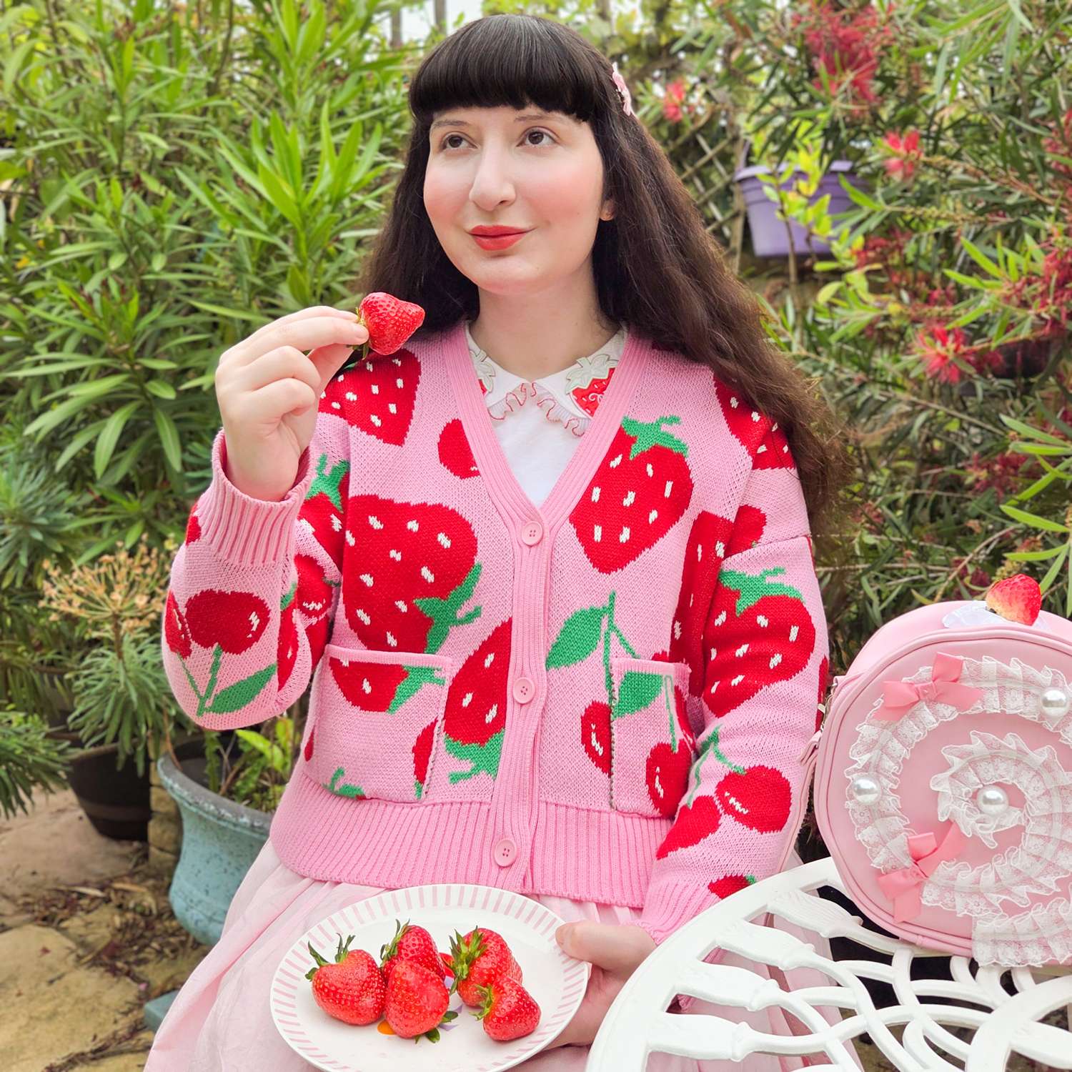 Cotton Cardigan - Strawberry