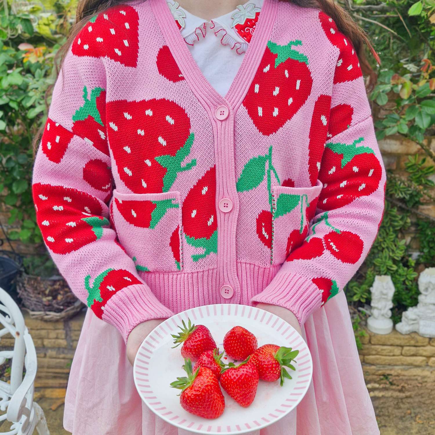 Cotton Cardigan - Strawberry