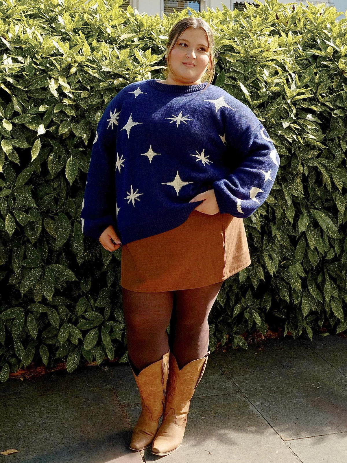 Chunky Knit Jumper - Stars - Navy/Cream