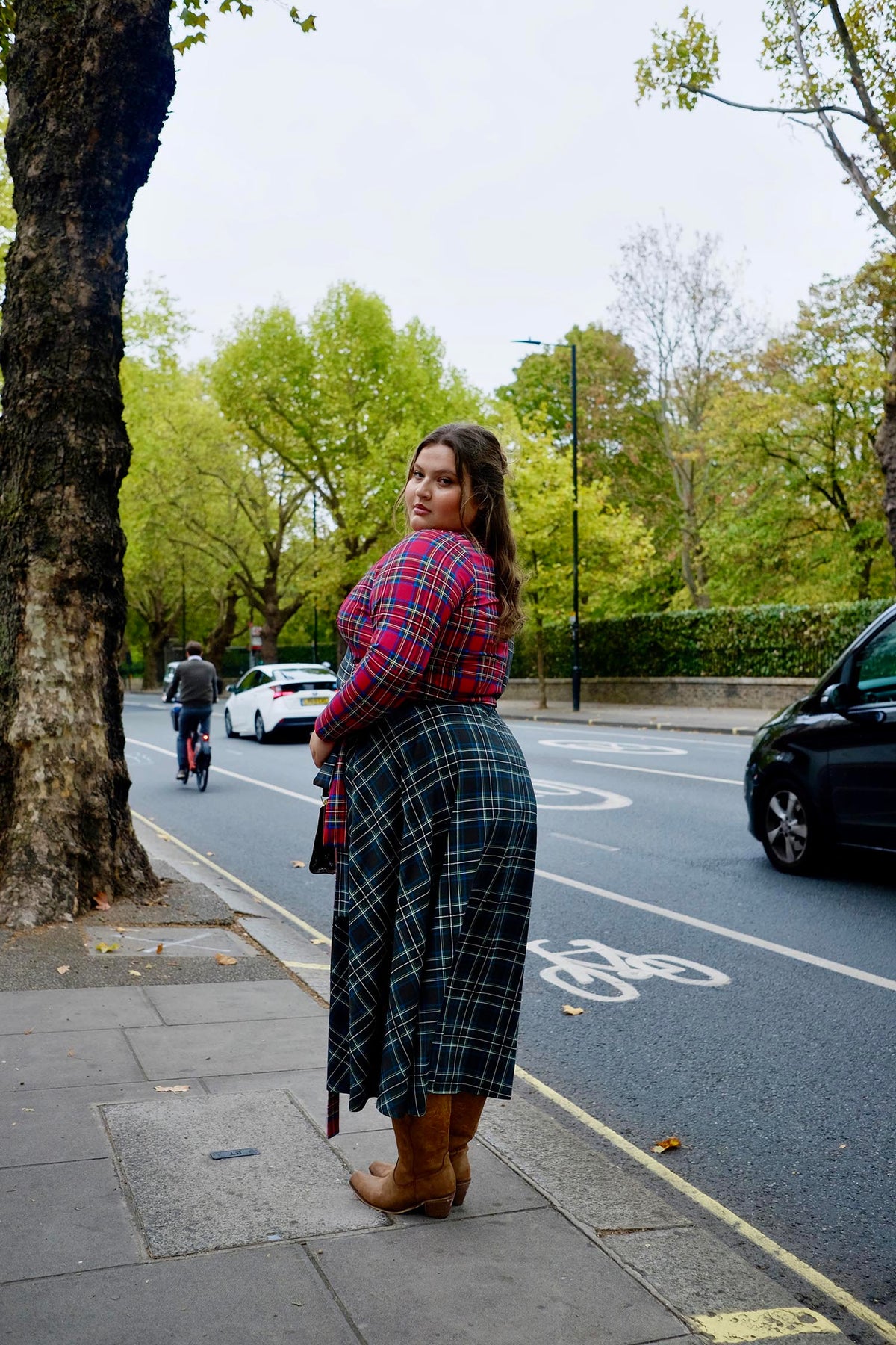 Islay Jersey Maxi A-Line Skirt - Green Tartan
