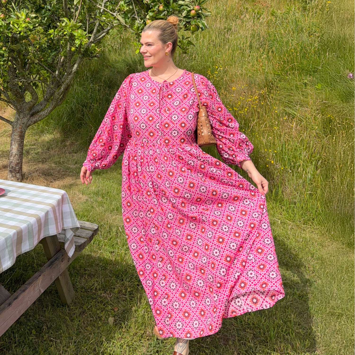 The Gabriella Cotton Long Dress - Pink Pearl