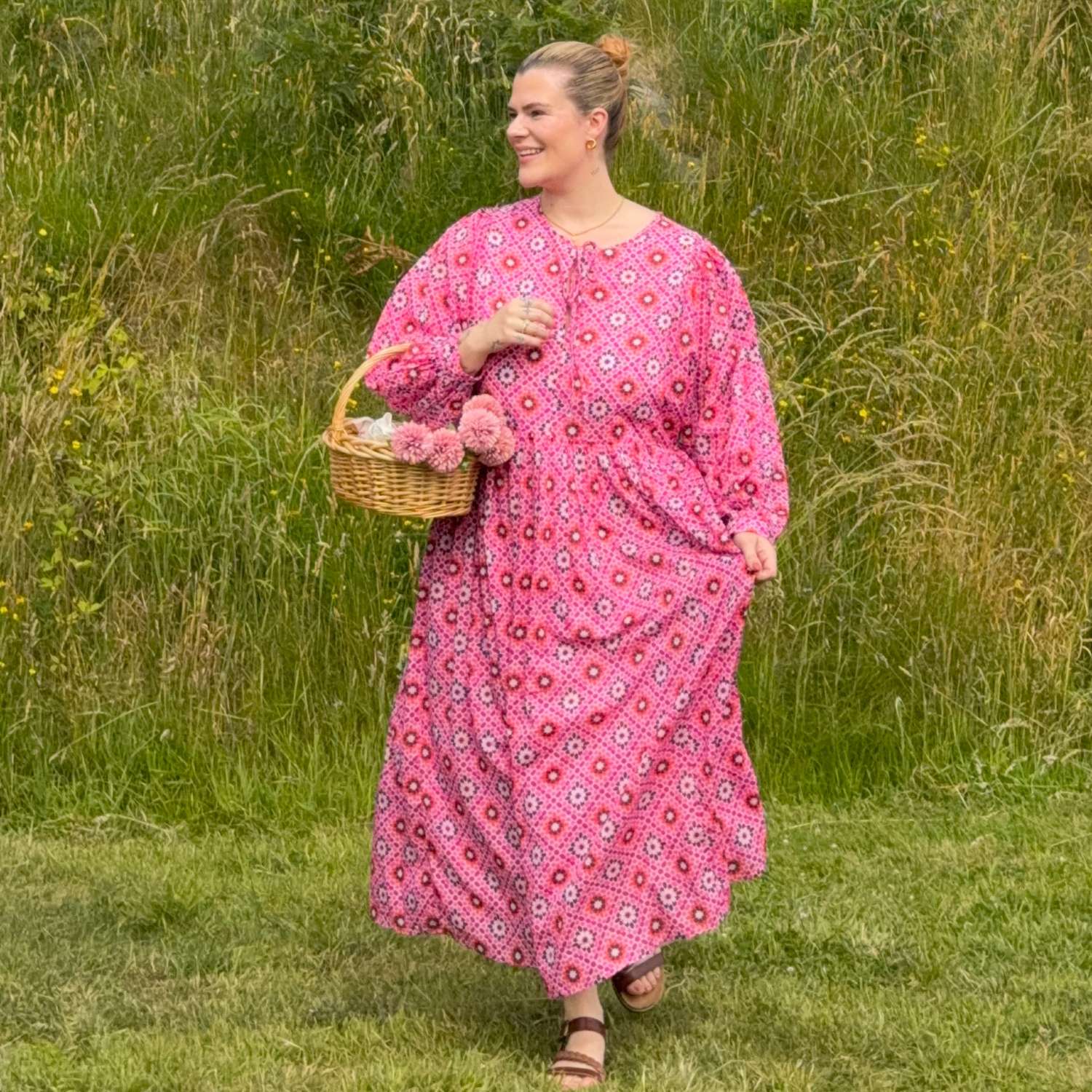 The Gabriella Cotton Long Dress - Pink Pearl