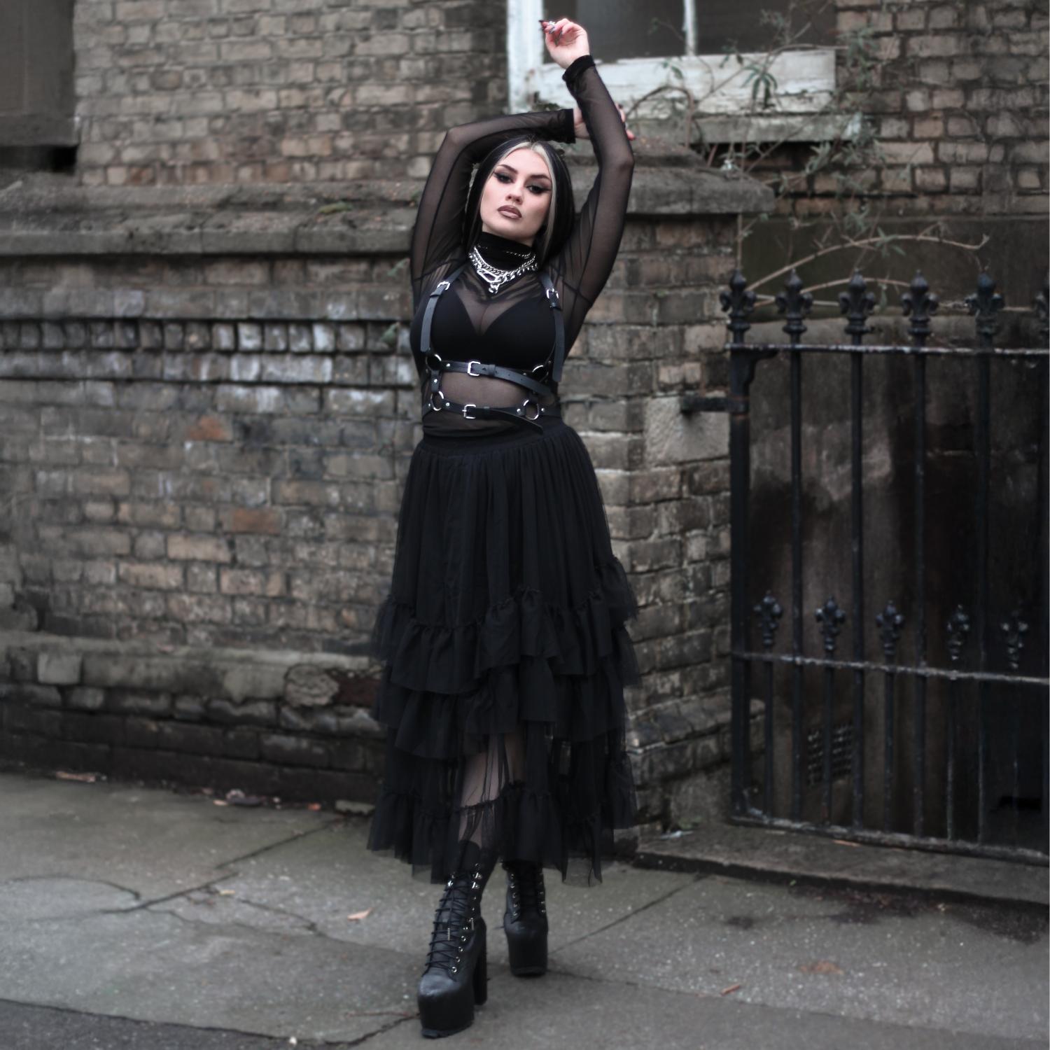 Maxi Mesh Skirt - Black